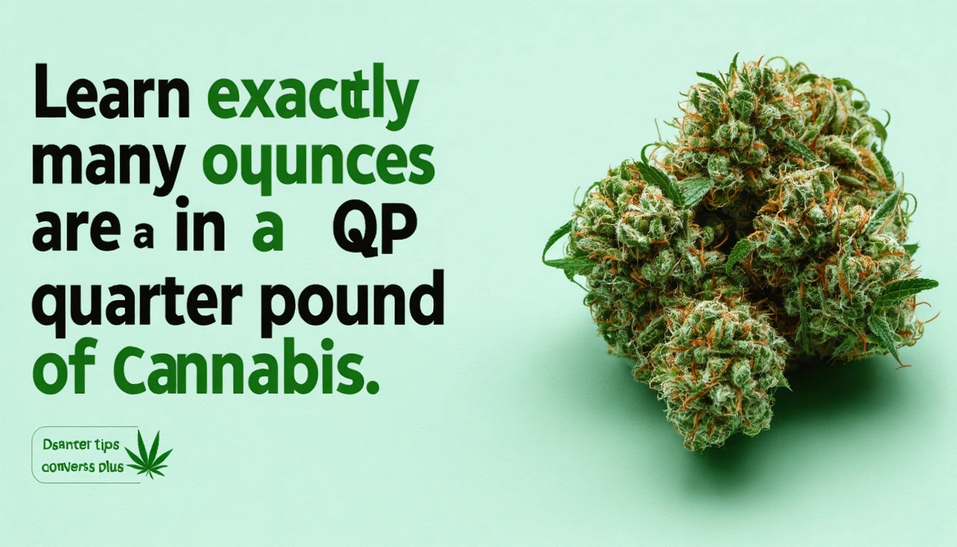 Text in bold black and green on left, dense cluster of green and orange buds on right, light green background