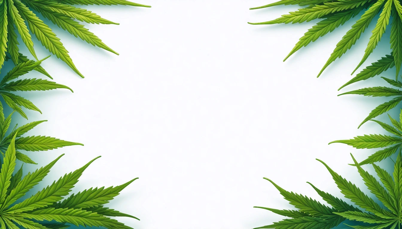 Green leaves framing a blank white center, with pointed tips extending inward from each corner