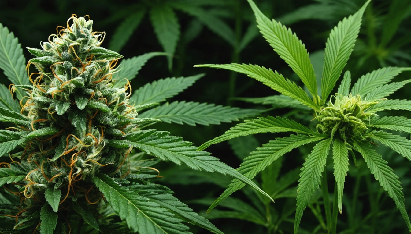 Dense green plant with pointed leaves and a cluster of buds, surrounded by more leaves in the background