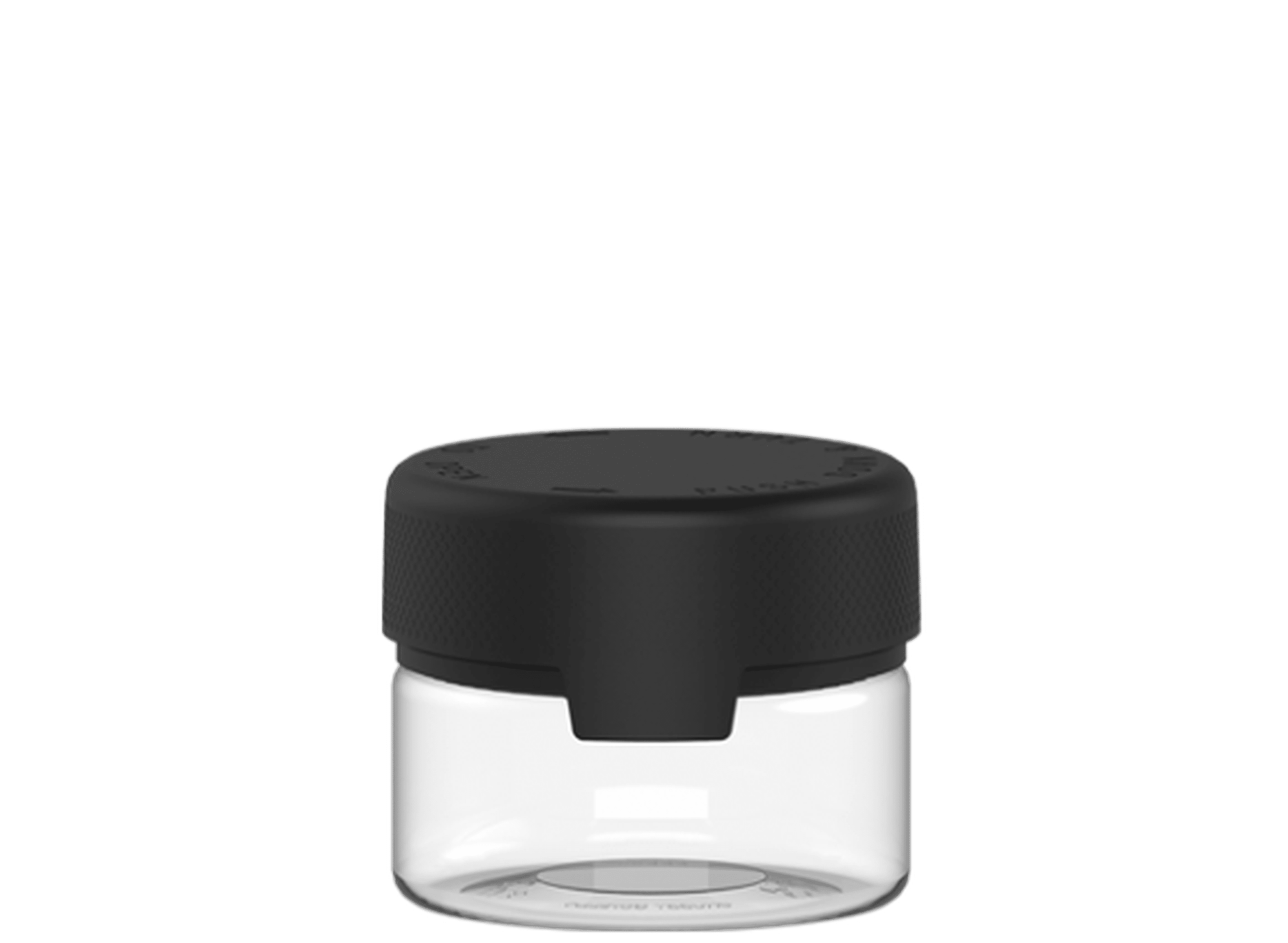 Glass jar with white lid filled with green buds, surrounded by similar buds on a dark surface