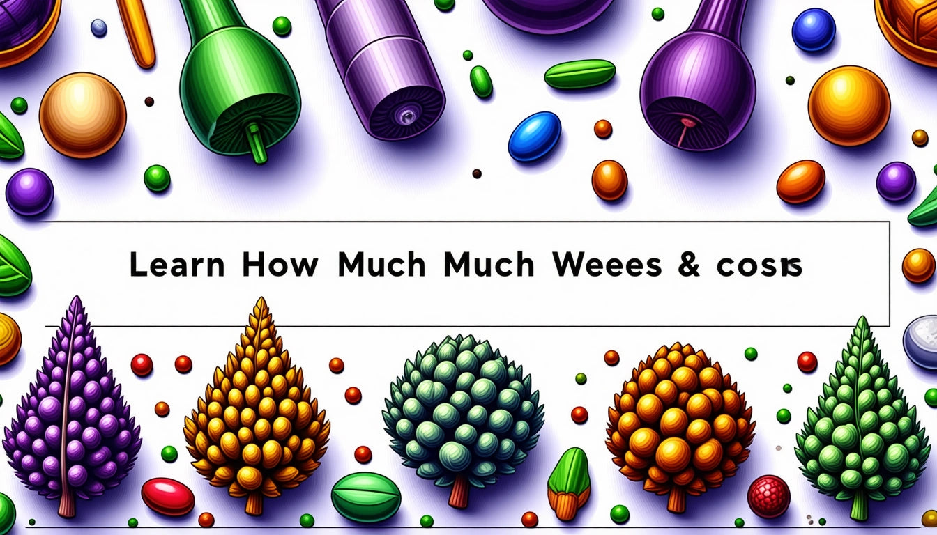 Colorful abstract trees and capsules on white background, with text in the center