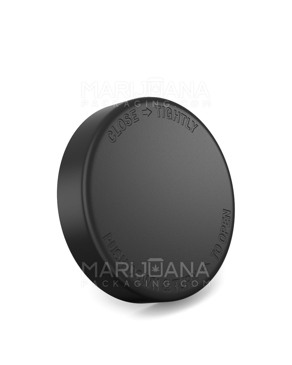 POLLEN GEAR | Child Resistant Wide Mouth Push Down & Turn Plastic Caps w/ Pressure Seal Liner | 66mm - Matte Black - 540 Count