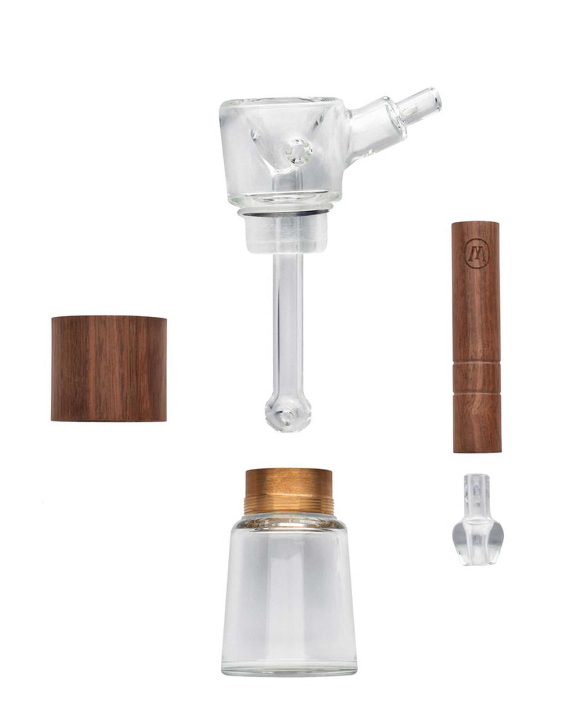 Marley Natural | Hammer Glass Bubbler w/ Thick Base | 5.5in Tall - 14mm Bowl - Black Walnut - 2