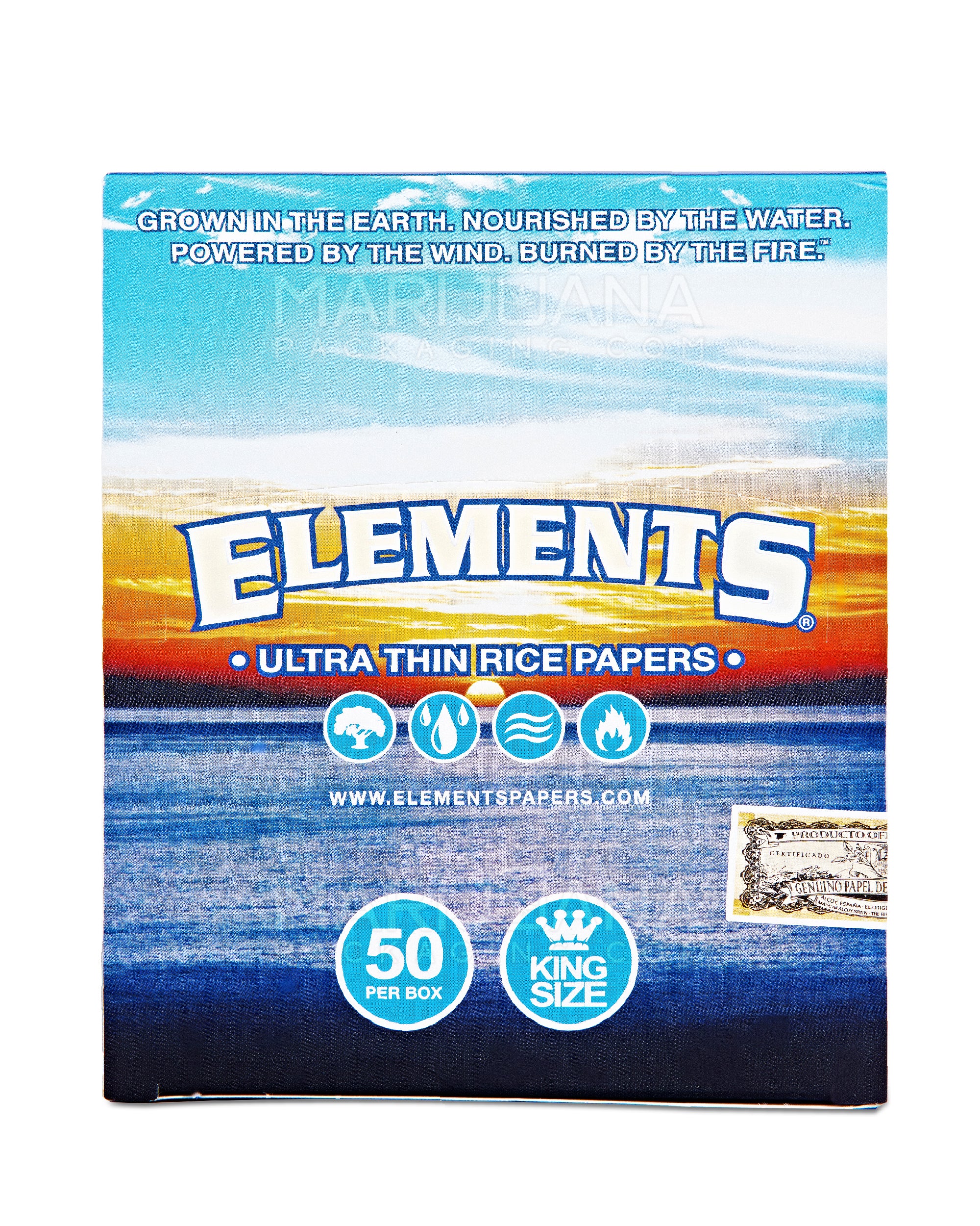 ELEMENTS | 'Retail Display' King Size Slim Ultra Thin Rolling Papers | 110mm - Rice Paper - 50 Count - 4