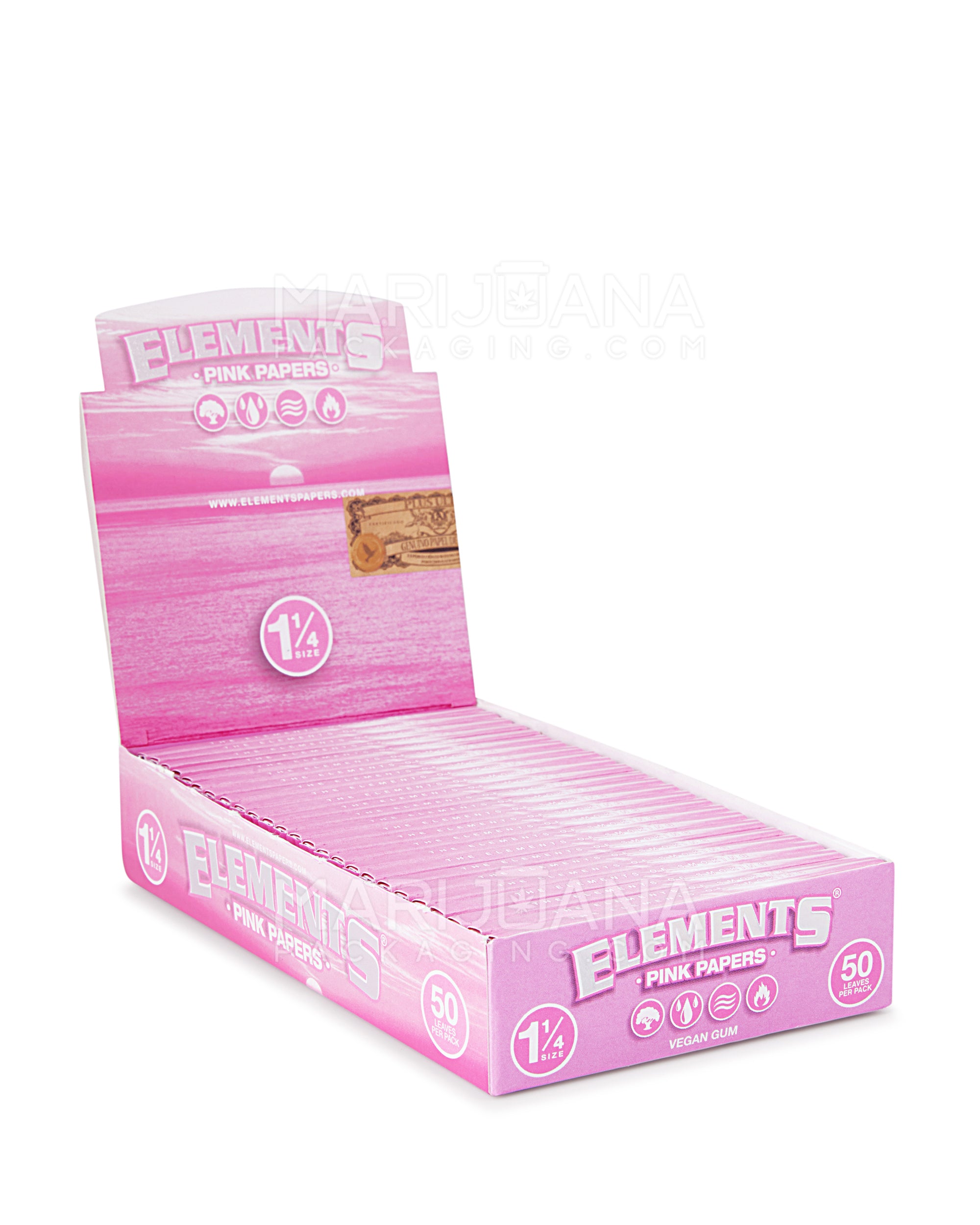 ELEMENTS | 'Retail Display' 1 1/4 Size Ultra Thin Rolling Papers | 83mm - Pink Rice Paper - 50 Count - 1