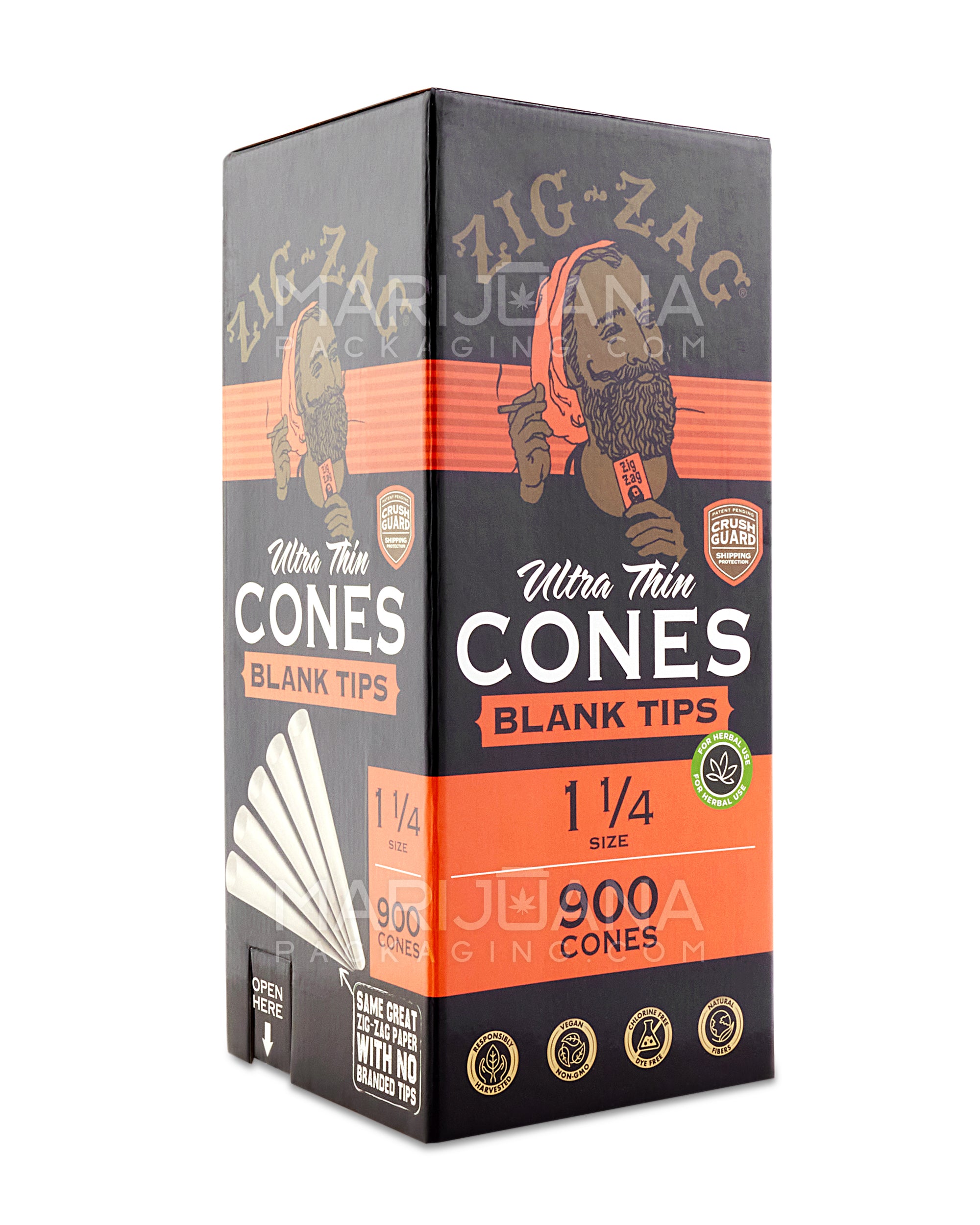 ZIG ZAG | 1 1/4 Size Pre-Rolled Cones w/ Blank Tips | 84mm - Ultra Thin Paper - 900 Count