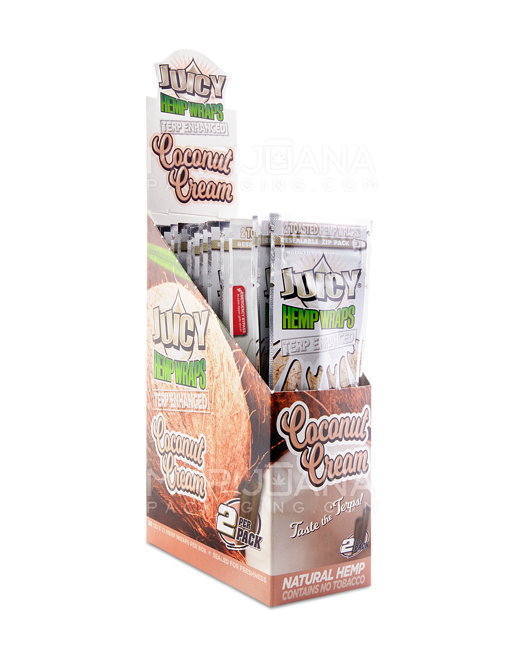 JUICY JAY'S | 'Retail Display' Terp Enhanced Natural Hemp Wraps | 109mm - Coconut Cream - 25 Count - 1