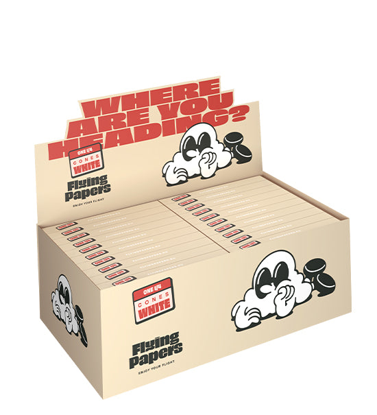 FLYING PAPERS | 'Retail Display' Pre-Rolled Cones | 84mm - Organic White Paper - 40 Count