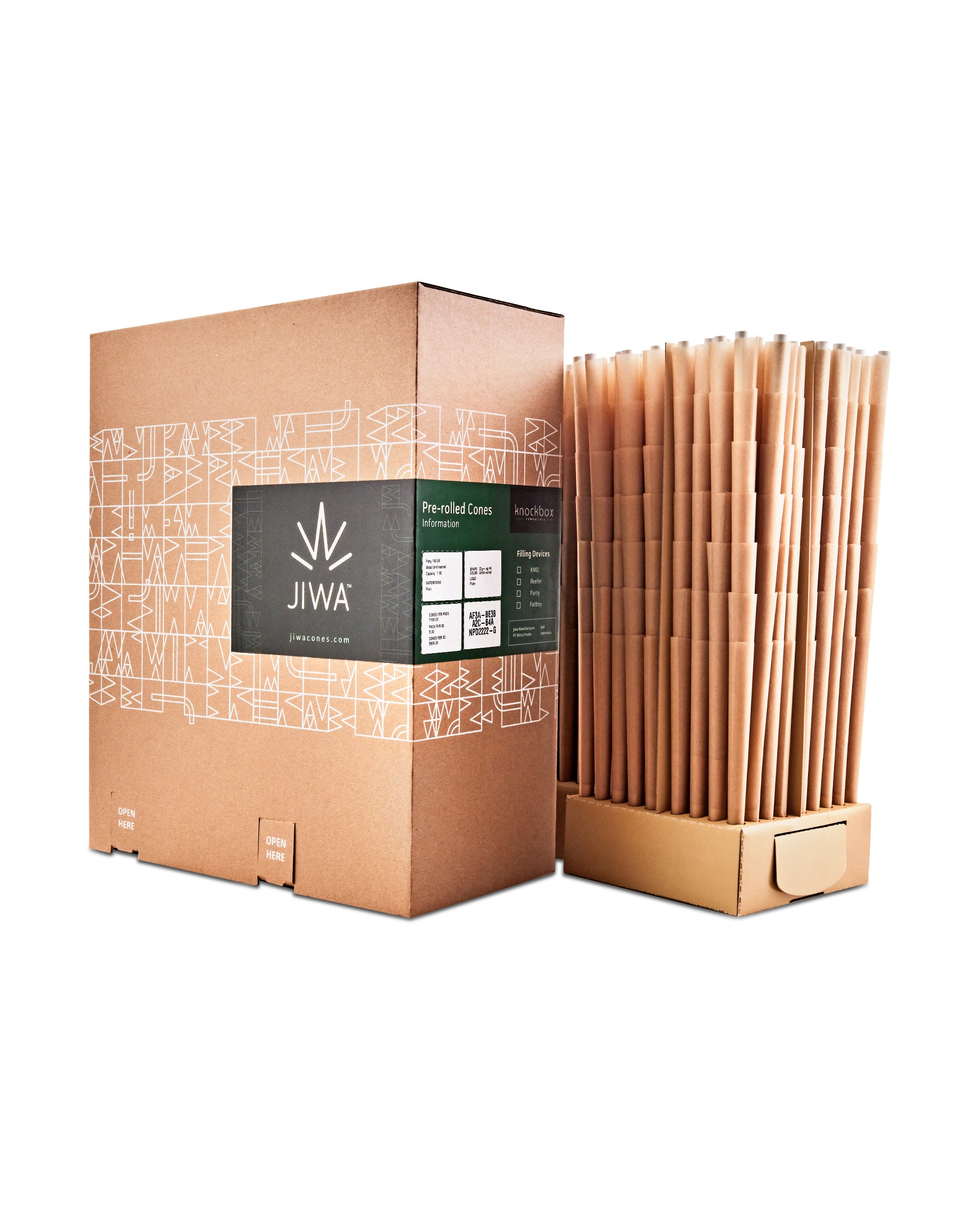JIWA | Party Size Pre-Rolled Cones | 140mm - Dutch Brown Paper - 1134 Count