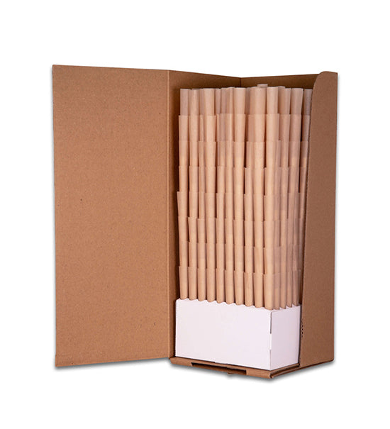 CUSTOM CONES | Classic King Size Pre-Rolled Cones w/ Filter Tip | 109mm - Unbleached Brown Paper - 800 Count