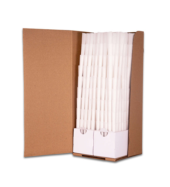 CUSTOM CONES | 1 1/4 Size Pre-Rolled Cones w/ Filter Tip | 84mm - Bleached White Paper - 900 Count