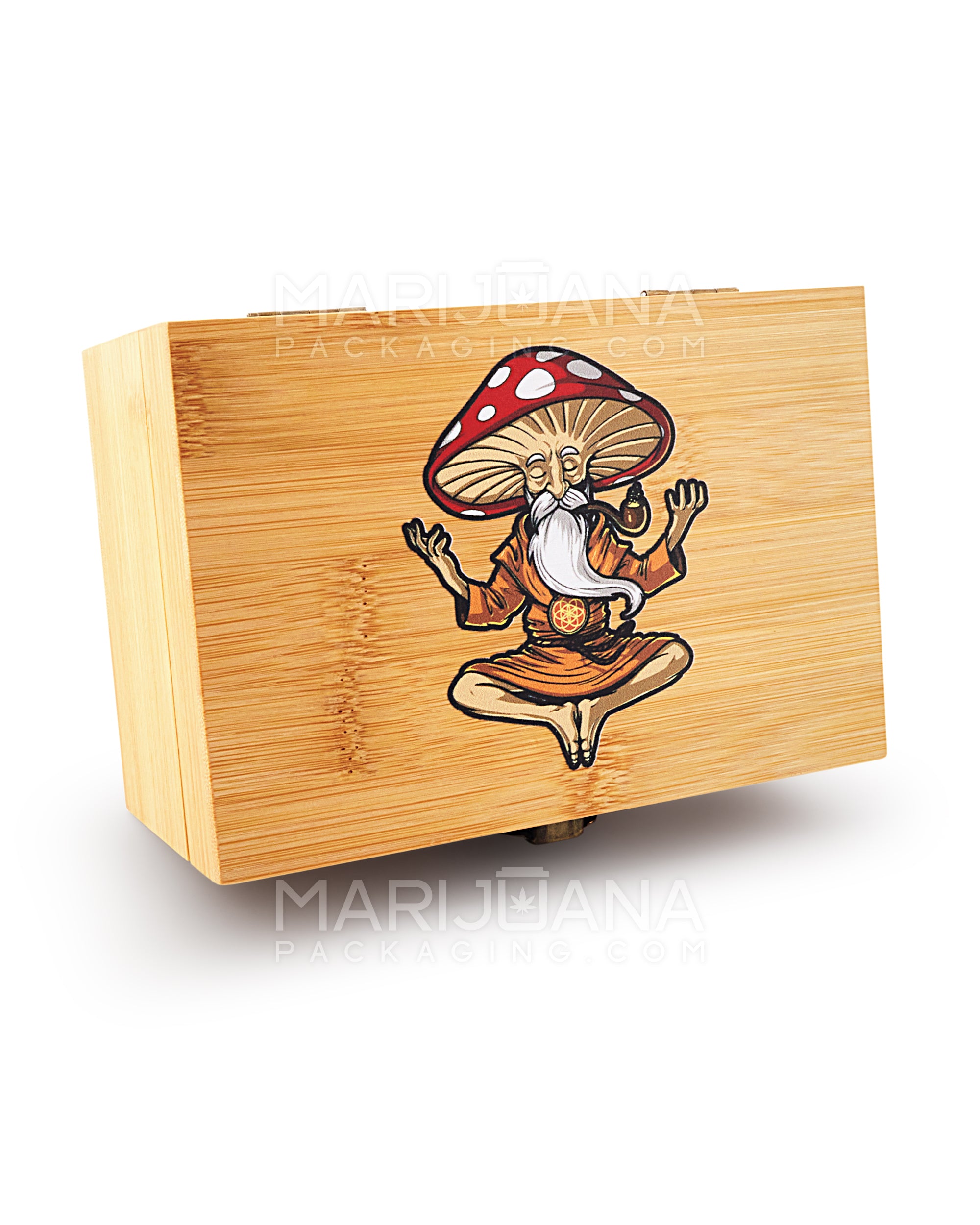 Mushroom Wizard Wooden Latch Lock Stash Box w/ Accessories | 152mm - Wood - 2