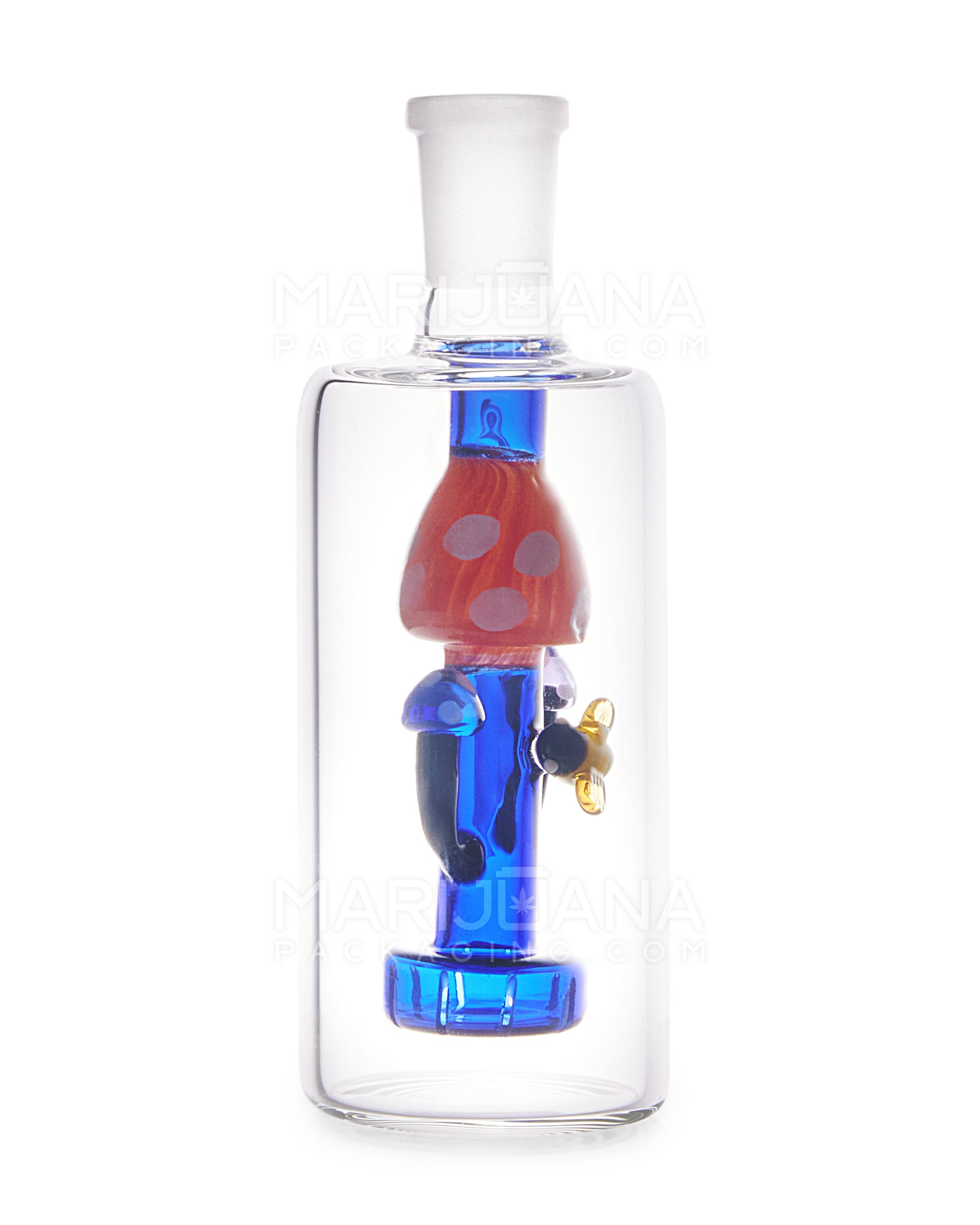 Blue Mushroom Glass Ashcatcher | 14mm - 90 Degree - Male