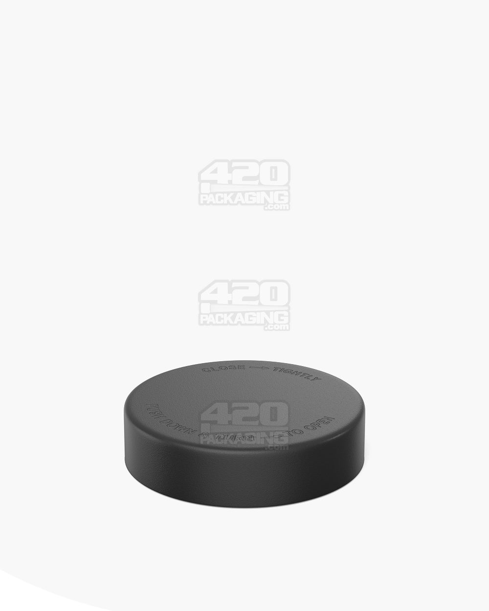 POLLEN GEAR | Flush V2 Child Resistant Smooth Push Down & Turn Plastic Universal Caps w/ Foil Liner | 48mm - Black - 120 Count
