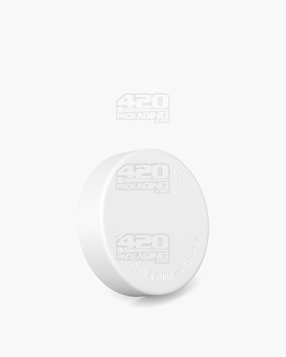 POLLEN GEAR | Flush V2 Child Resistant Smooth Push Down & Turn Plastic Universal Caps w/ PE Foam Liner | 48mm - Matte White - 120 Count