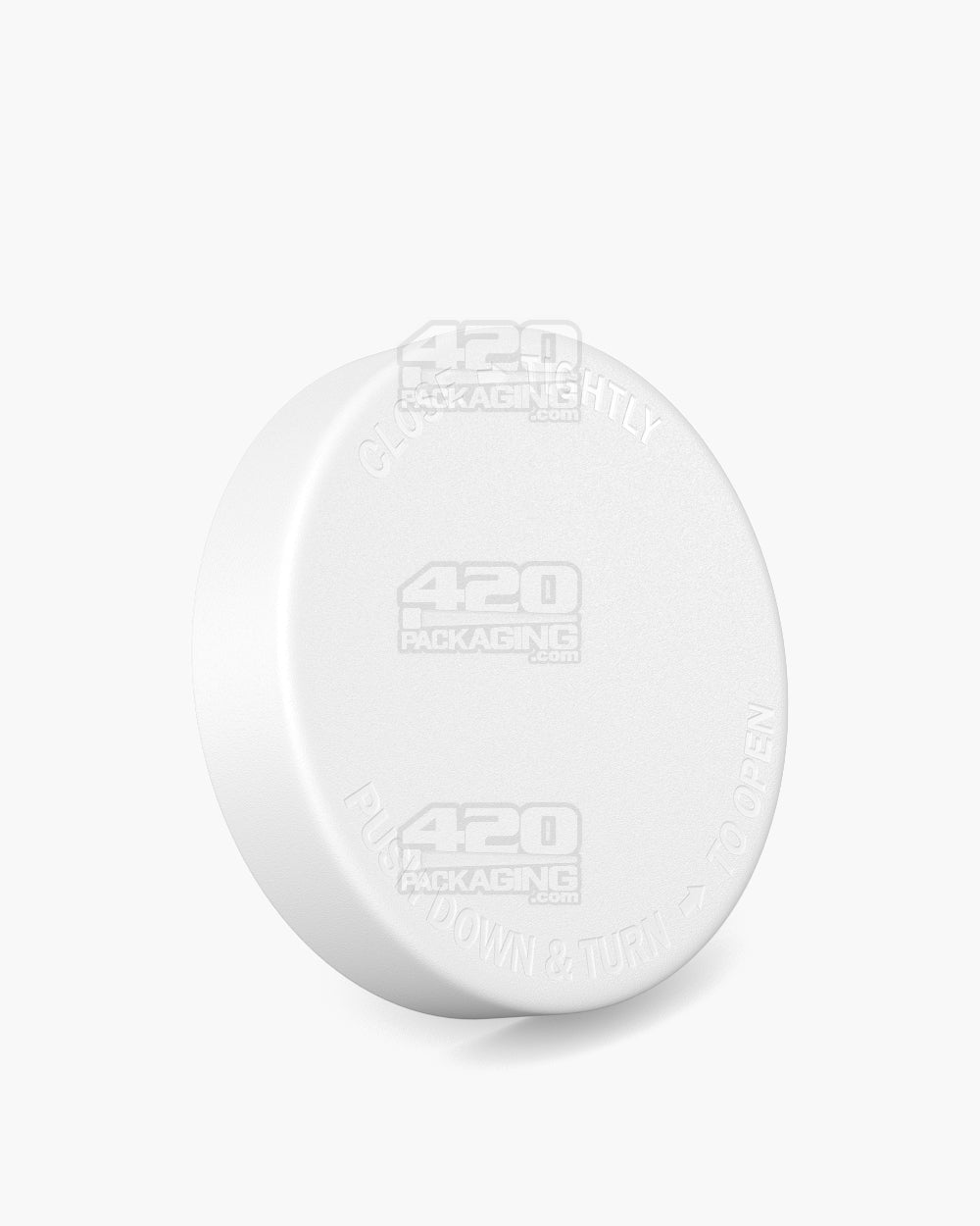 POLLEN GEAR | Child Resistant Kolossus Push Down & Turn Plastic Caps w/ PE Foam Liner | 66mm - Matte White - 540 Count