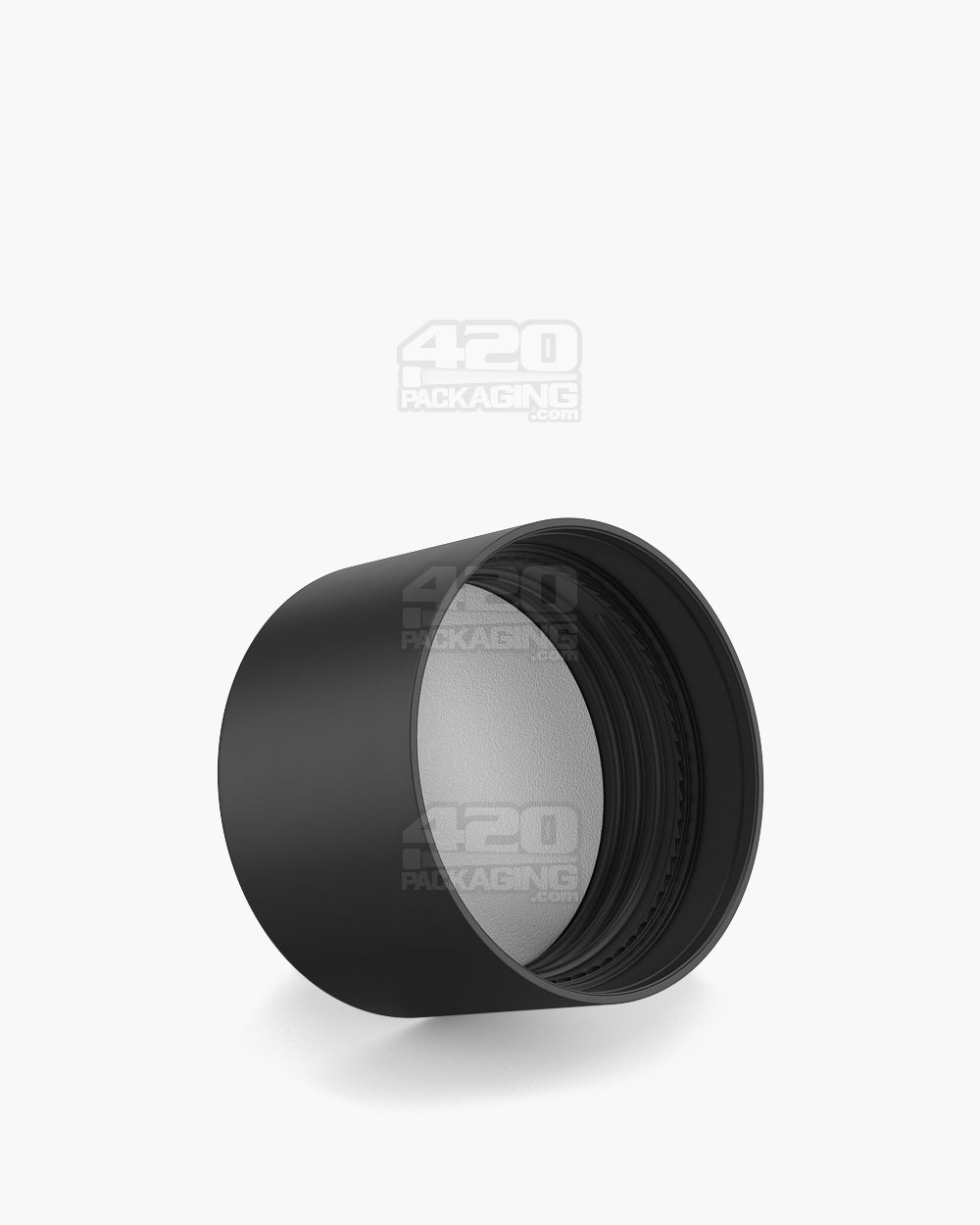 POLLEN GEAR | HiLine Child Resistant Smooth Push Down & Turn Plastic Flat Dome Caps | 52mm - Matte Black - 72 Count