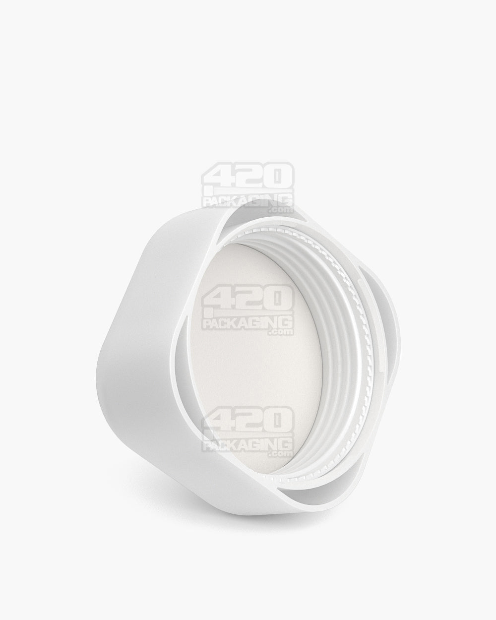 POLLEN GEAR | Child Resistant Rounded SoftSquare Push Down & Turn Plastic Caps | 46mm - Matte White - 72 Count