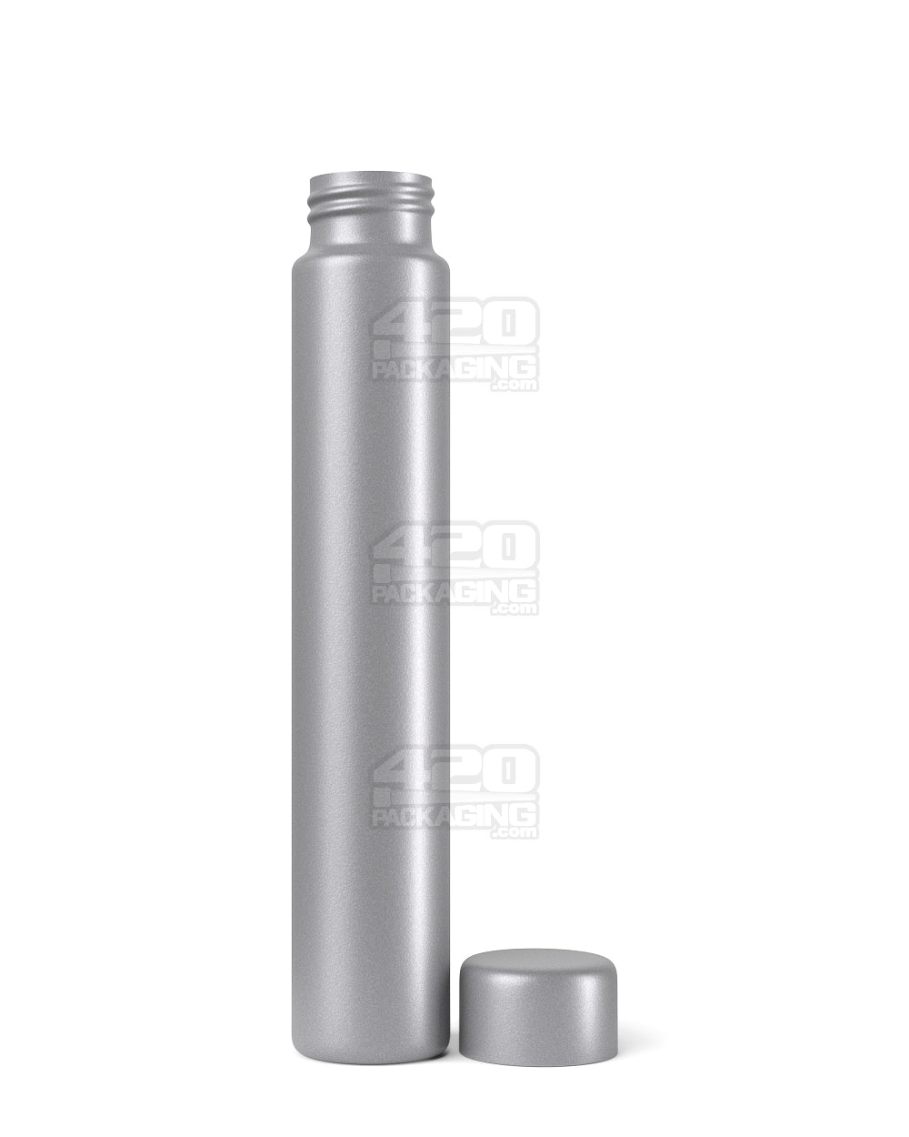 Child Resistant | King Size Push Down and Turn Screw On Opaque Metal Pre-Roll Tubes w/ Cap | 116mm - Silver - 100 Count
