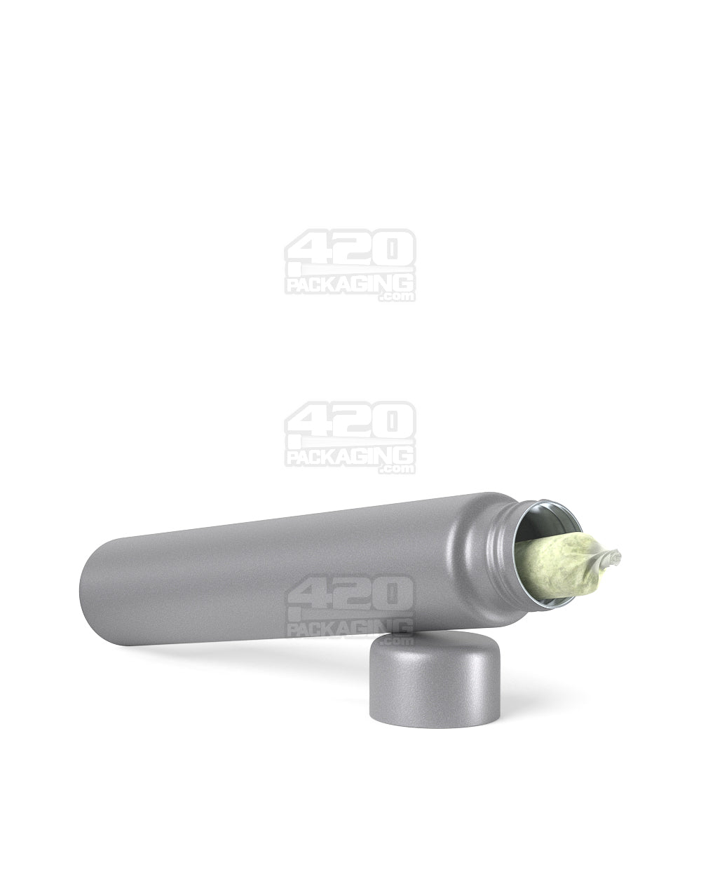 Child Resistant | King Size Push Down and Turn Screw On Opaque Metal Pre-Roll Tubes w/ Cap | 116mm - Silver - 100 Count