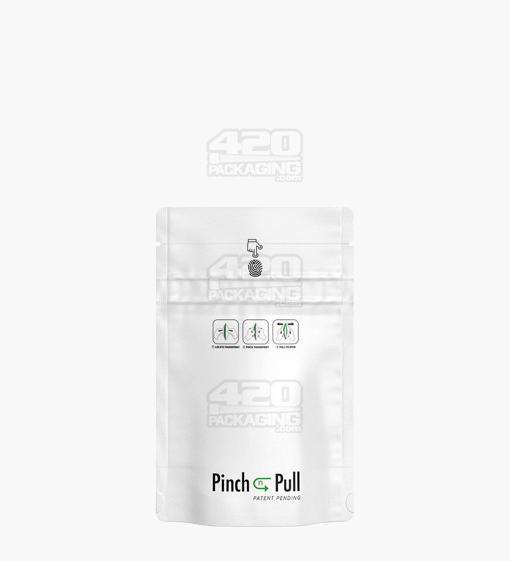 Child Resistant & Tamper Evident | Pinch N Pull Matte White Mylar Bags | 3.6in x 5.8in - 3.5g - 250 Count