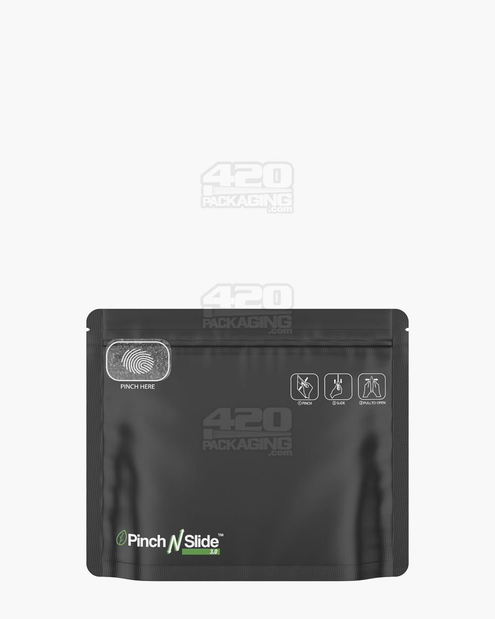 Child Resistant & Tamper Evident | Pinch N Slide 3.0 Matte Black PCR Mylar Exit Bags | 8in x 6.7in - 28g - 250 Count