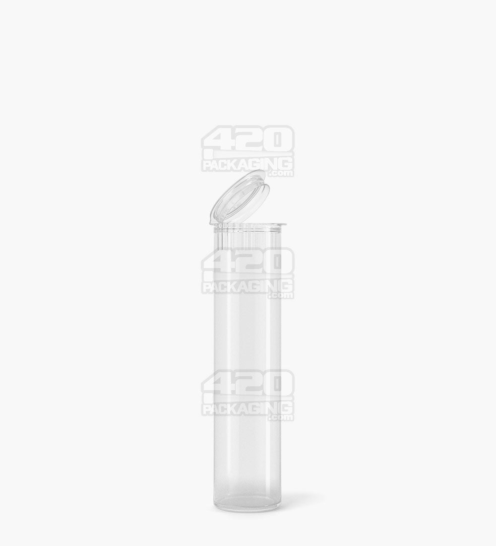 Child Resistant | Pop Top Plastic Pre-Roll Tubes (Open) | 78mm - Clear - 1200 Count