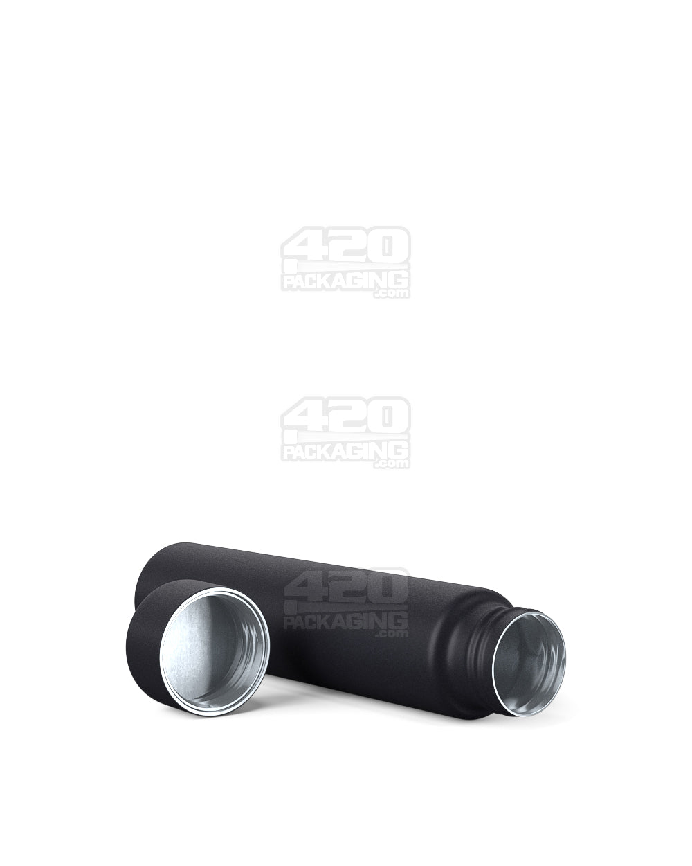 Child Resistant | Push Down and Turn Screw On Opaque Metal Pre-Roll Tubes w/ Cap | 95mm - Black - 100 Count