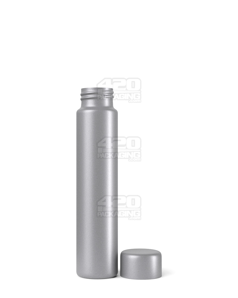 Child Resistant | Push Down and Turn Screw On Opaque Metal Pre-Roll Tubes w/ Cap | 95mm - Silver - 100 Count
