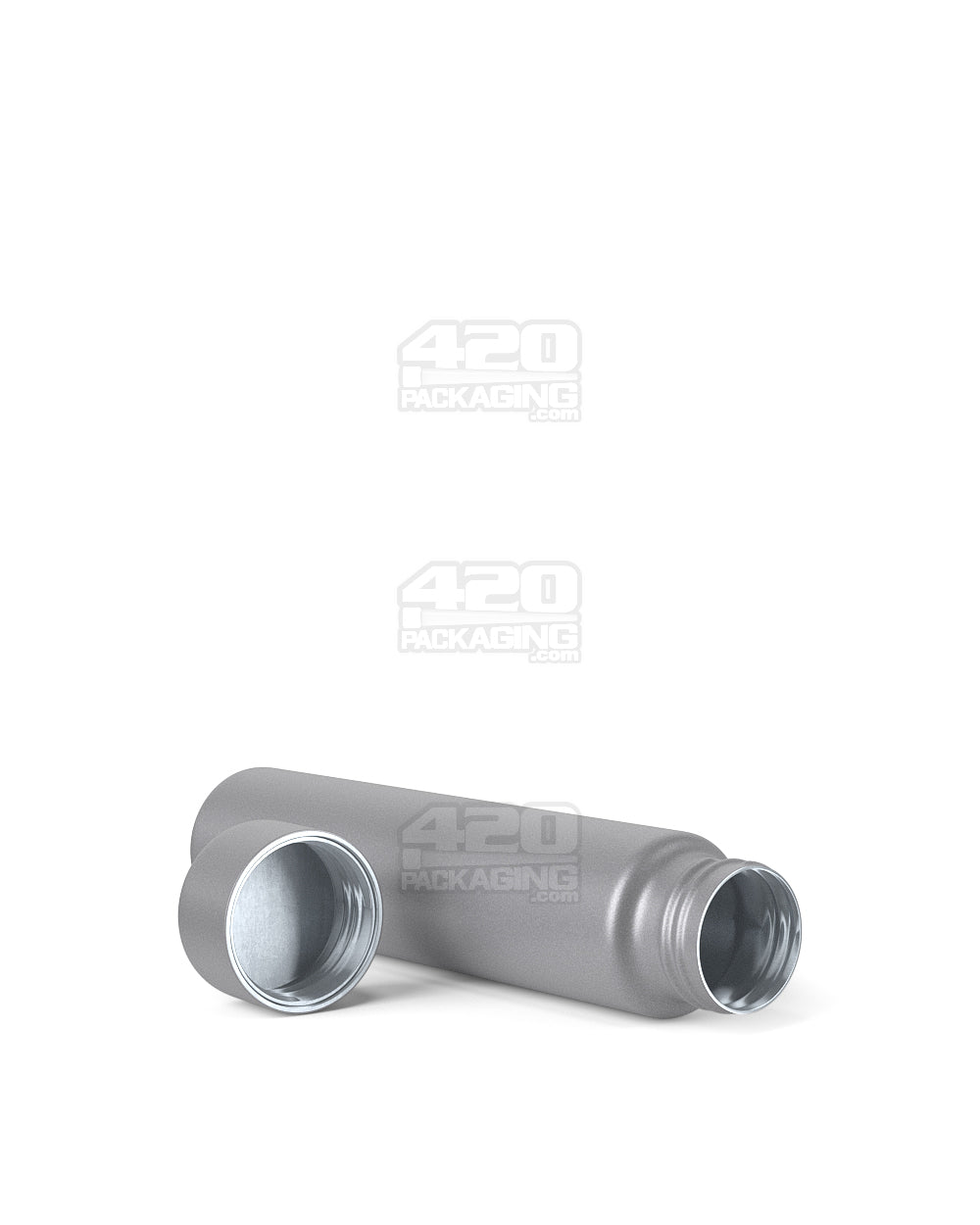 Child Resistant | Push Down and Turn Screw On Opaque Metal Pre-Roll Tubes w/ Cap | 95mm - Silver - 100 Count