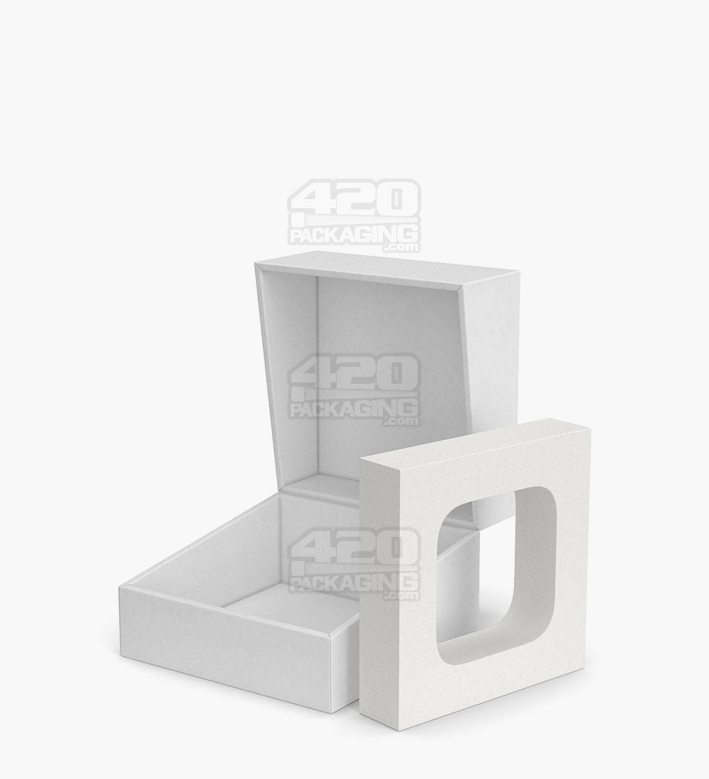 Child Resistant | 100% Recyclable Magnetic Qube Concentrate Container Cardboard Box w/ Foam Interior | 35mm - White - 100 Count