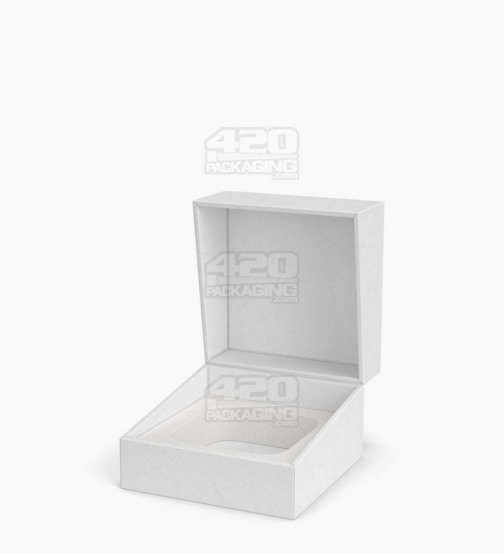 Child Resistant | 100% Recyclable Magnetic Qube Concentrate Container Cardboard Box w/ Foam Interior | 43mm - White - 100 Count