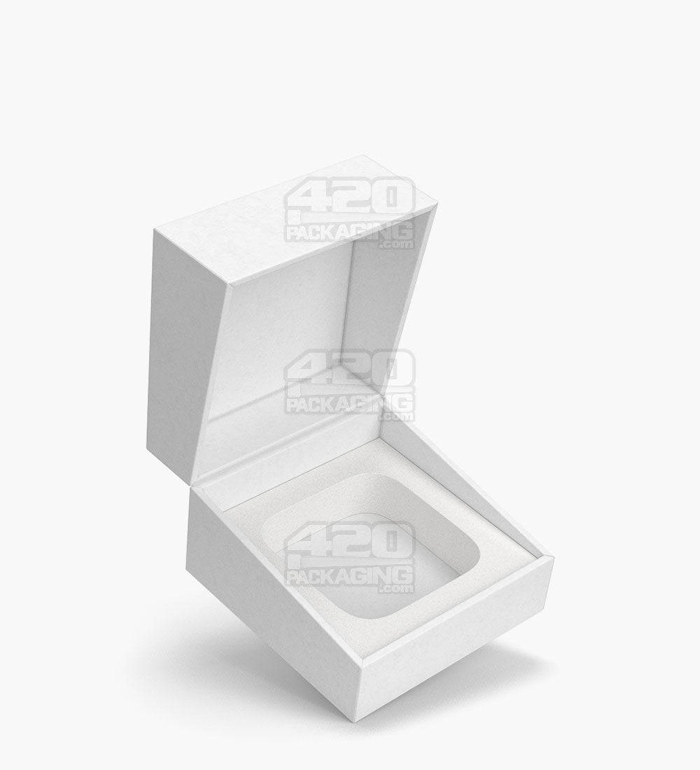 Child Resistant | 100% Recyclable Magnetic Qube Concentrate Container Cardboard Box w/ Foam Interior | 43mm - White - 100 Count