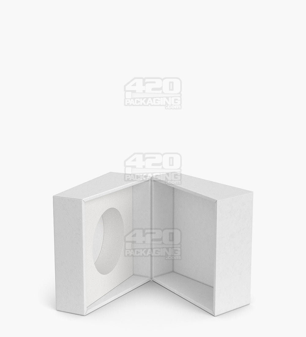 Child Resistant | 100% Recyclable Magnetic Round Concentrate Container Cardboard Box w/ Foam Interior | 35mm - White - 100 Count