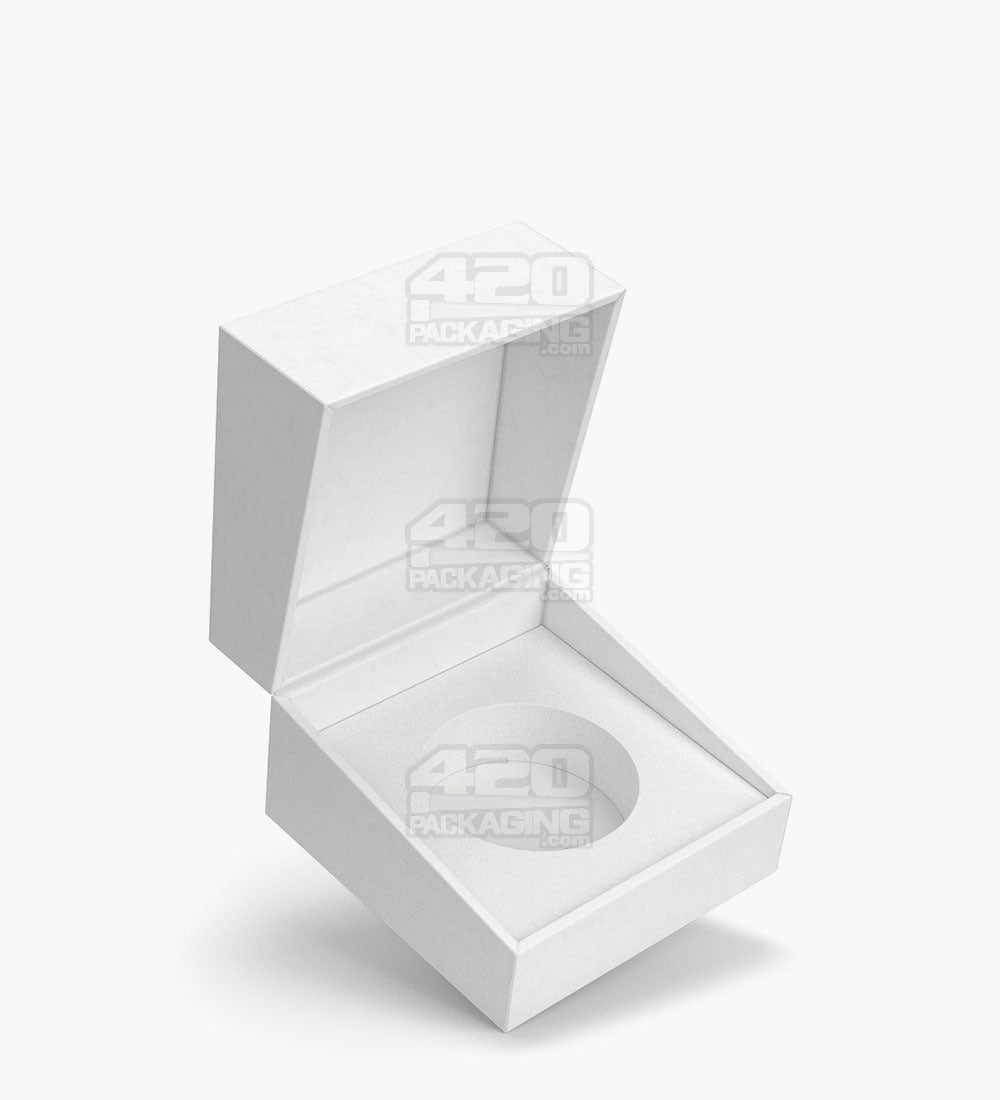 Child Resistant | 100% Recyclable Magnetic Round Concentrate Container Cardboard Box w/ Foam Interior | 35mm - White - 100 Count