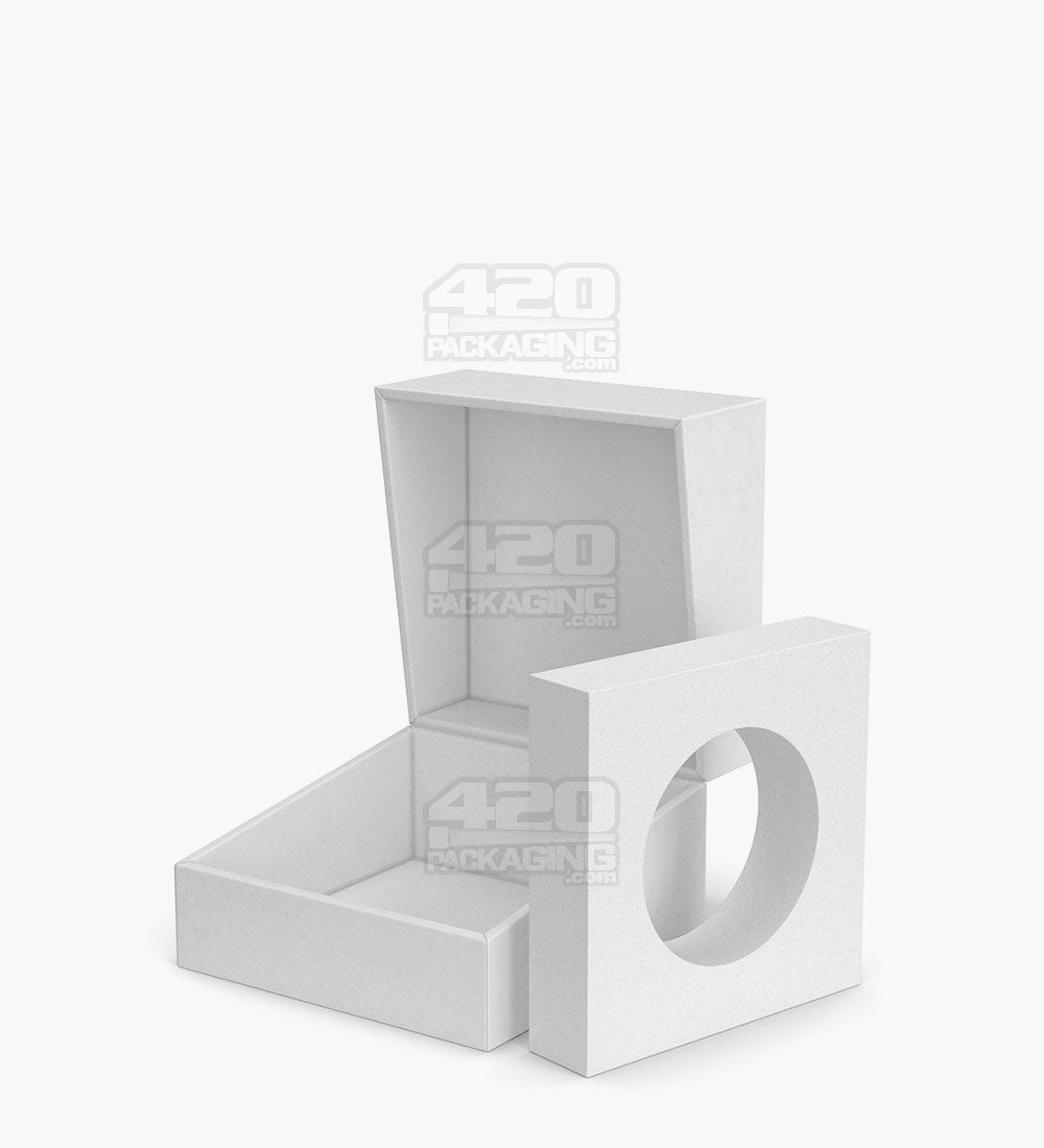 Child Resistant | 100% Recyclable Magnetic Round Concentrate Container Cardboard Box w/ Foam Interior | 35mm - White - 100 Count