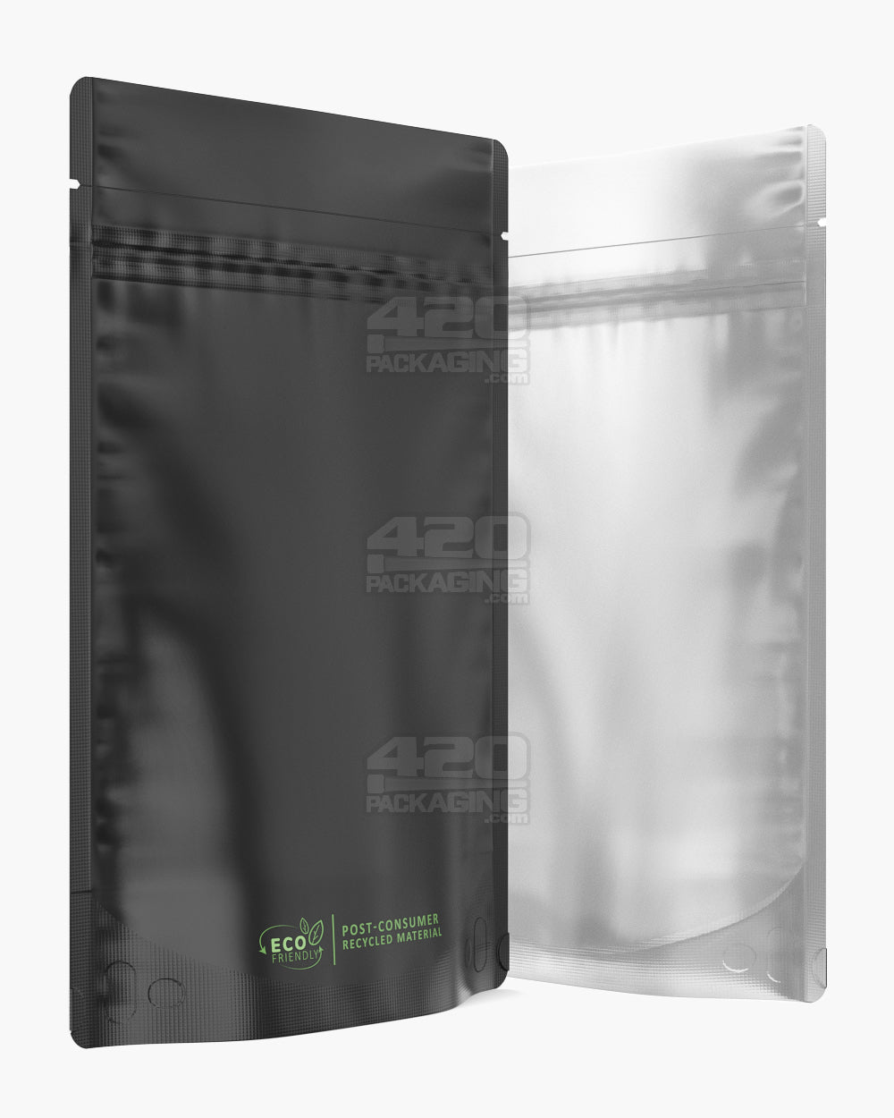 Tamper Evident | Matte Black Vista PCR Mylar Bags (Tear Notch) | 6in x 9.3in - 28g - 1000 Count