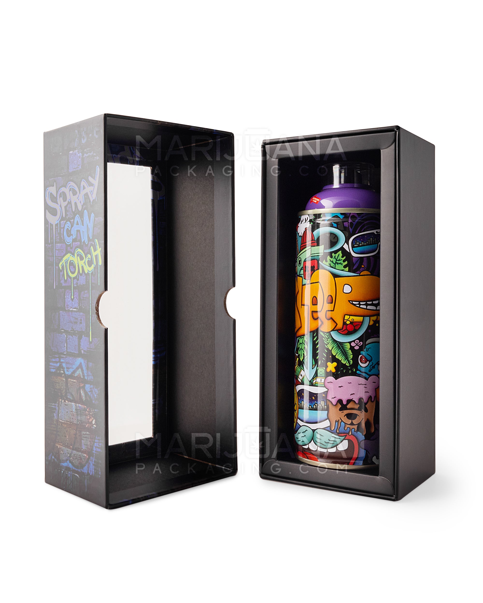 TECHNO TORCH | Graffiti Art Design Aluminum Spray Can Flame Torch | 7.5in Tall - Butane - Purple