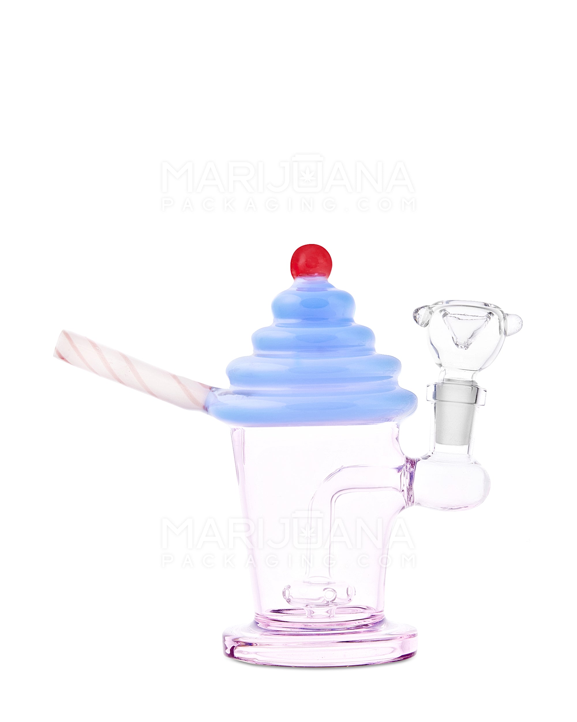 Bent Neck Ice Cream Shake Glass Mini Water Pipe | 6in Tall - 14mm Bowl - Blue