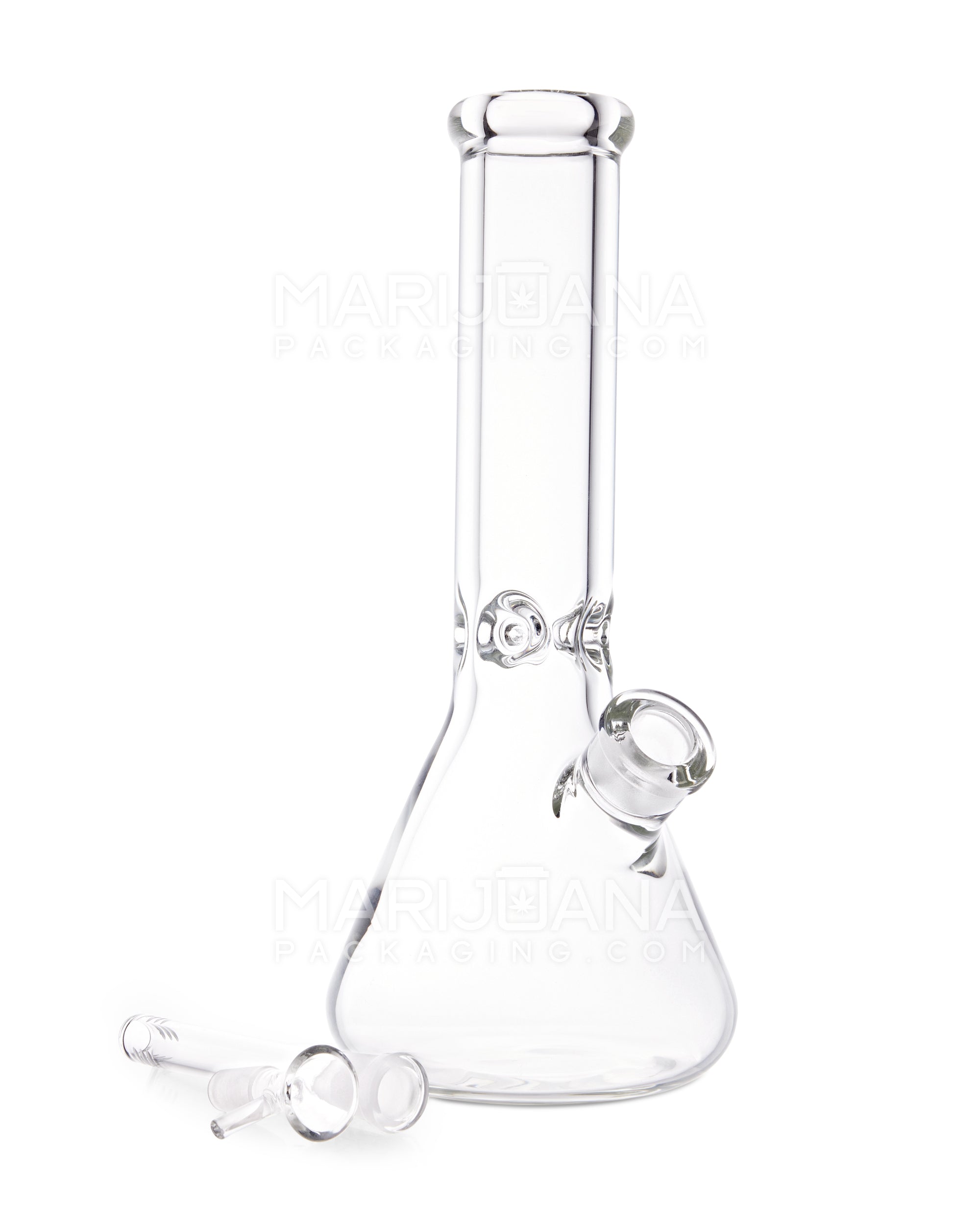 USA Glass | Straight Heavy Glass Beaker Water Pipe w/ Ice Catcher | 12in Tall - 14mm Bowl - Clear