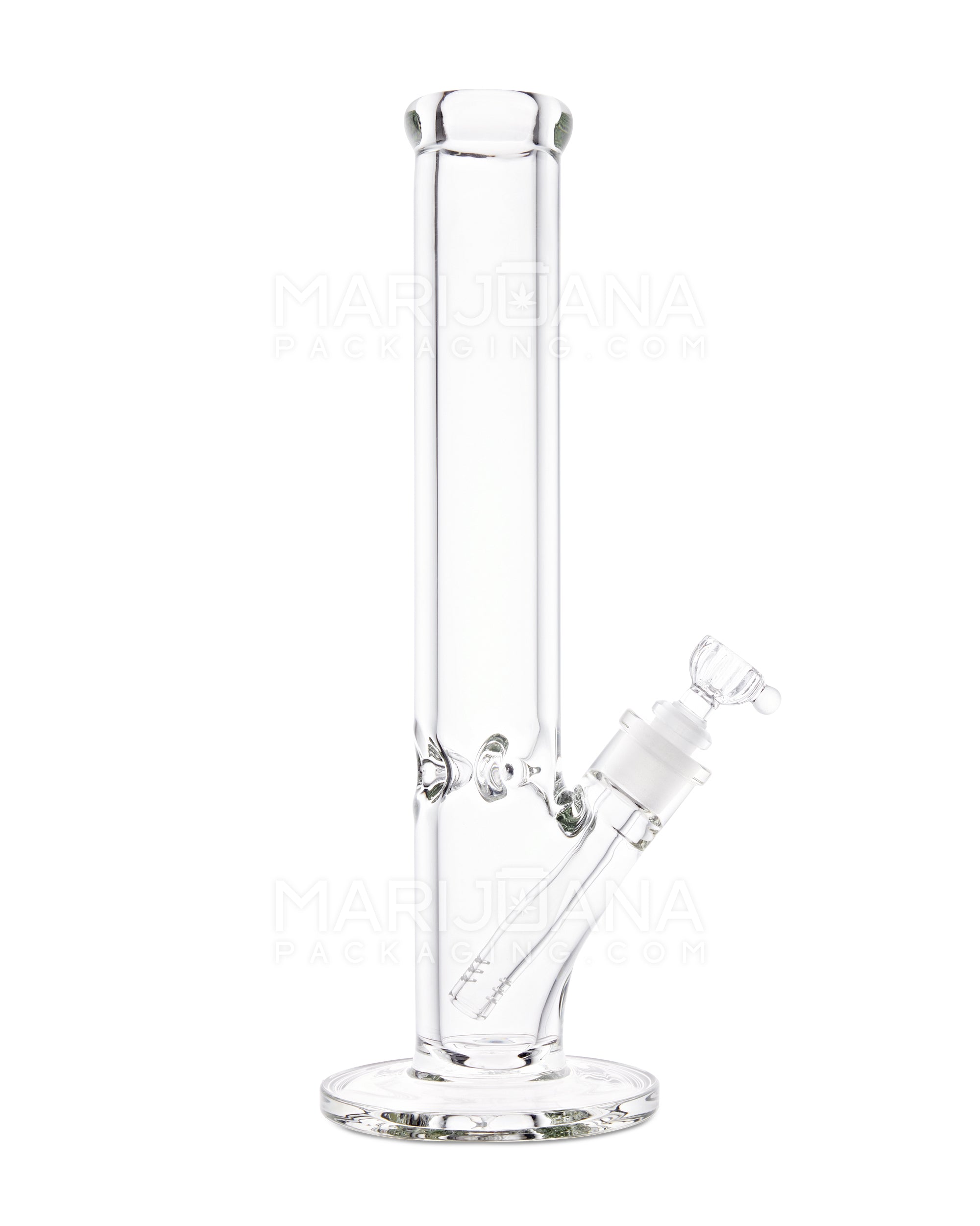 USA Glass | Straight Heavy Glass Water Pipe w/ Ice Catcher | 14in Tall - 14mm Bowl - Clear