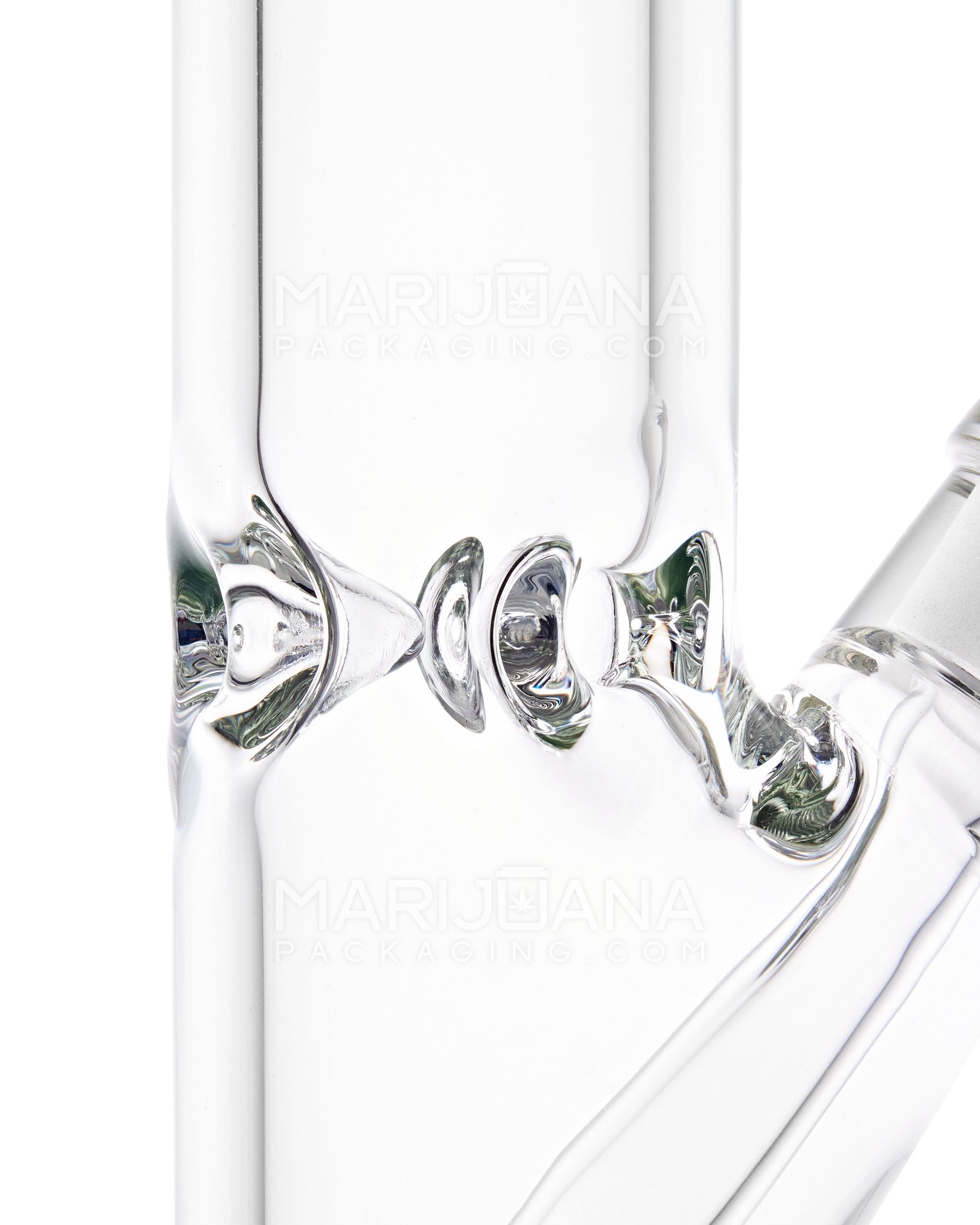 USA Glass | Straight Heavy Glass Water Pipe w/ Ice Catcher | 14in Tall - 14mm Bowl - Clear