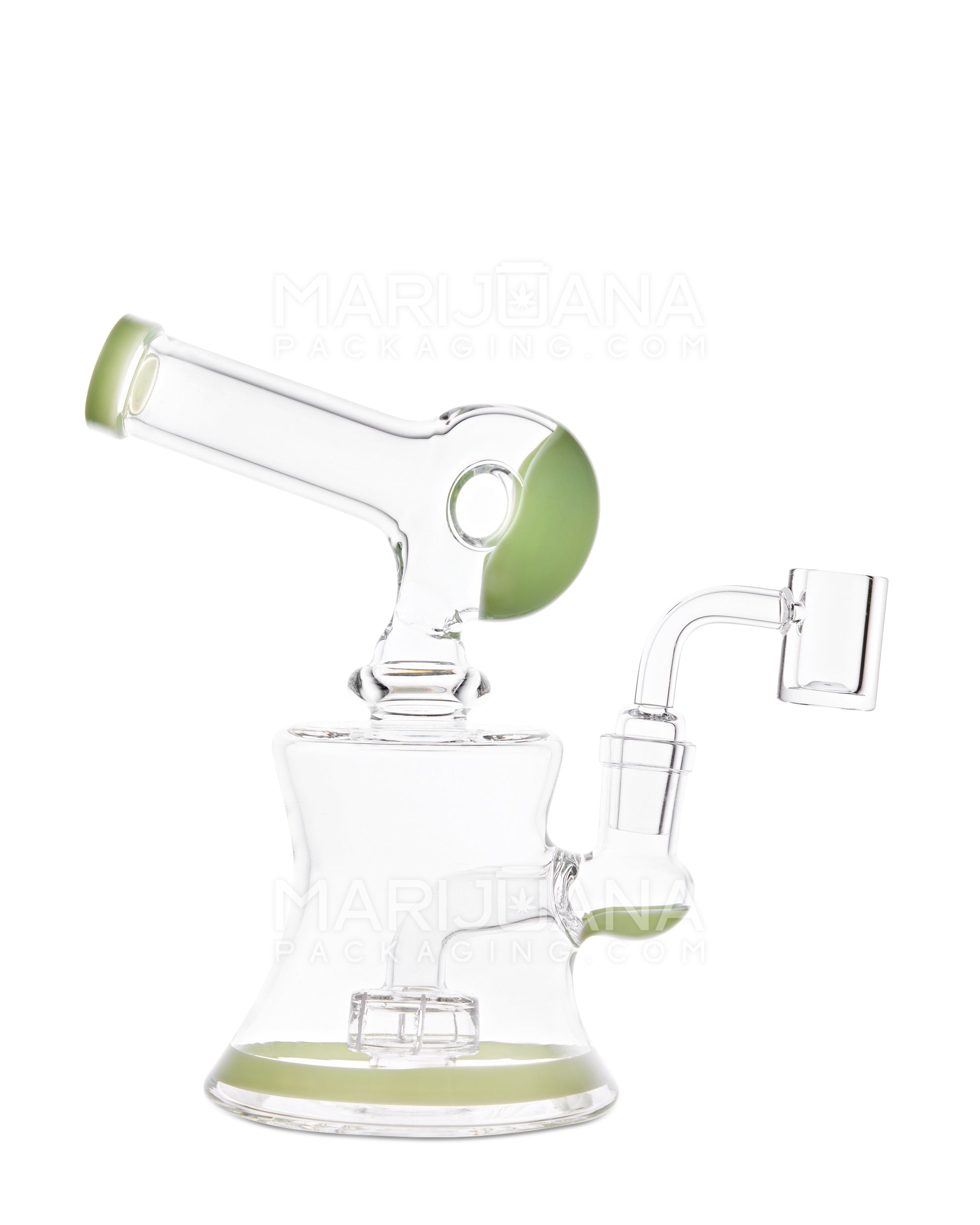 USA Glass | Sidecar Donut Glass Water Pipe w/ Honeycomb Bowl | 6.5in Tall - 14mm Bowl - Green