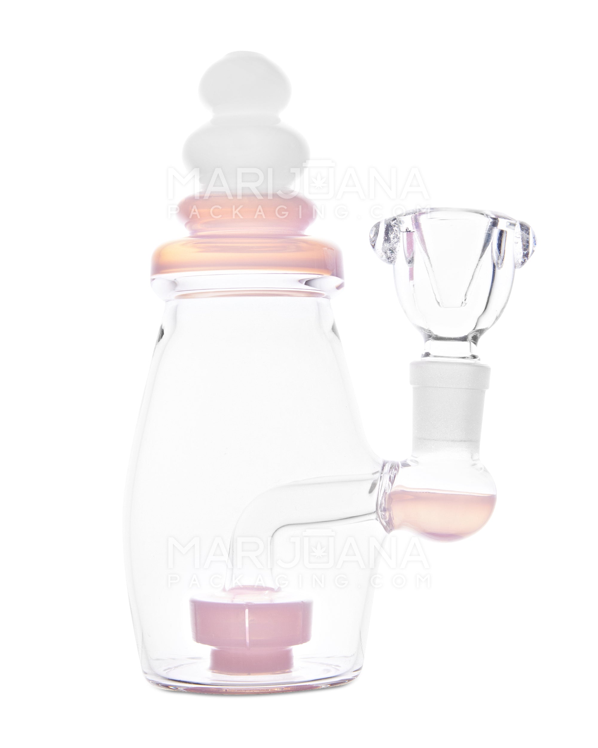 USA Glass | Straight Neck Baby Bottle Water Pipe w/ Showerhead Percolator | 6in Tall - 14mm Bowl - Pink