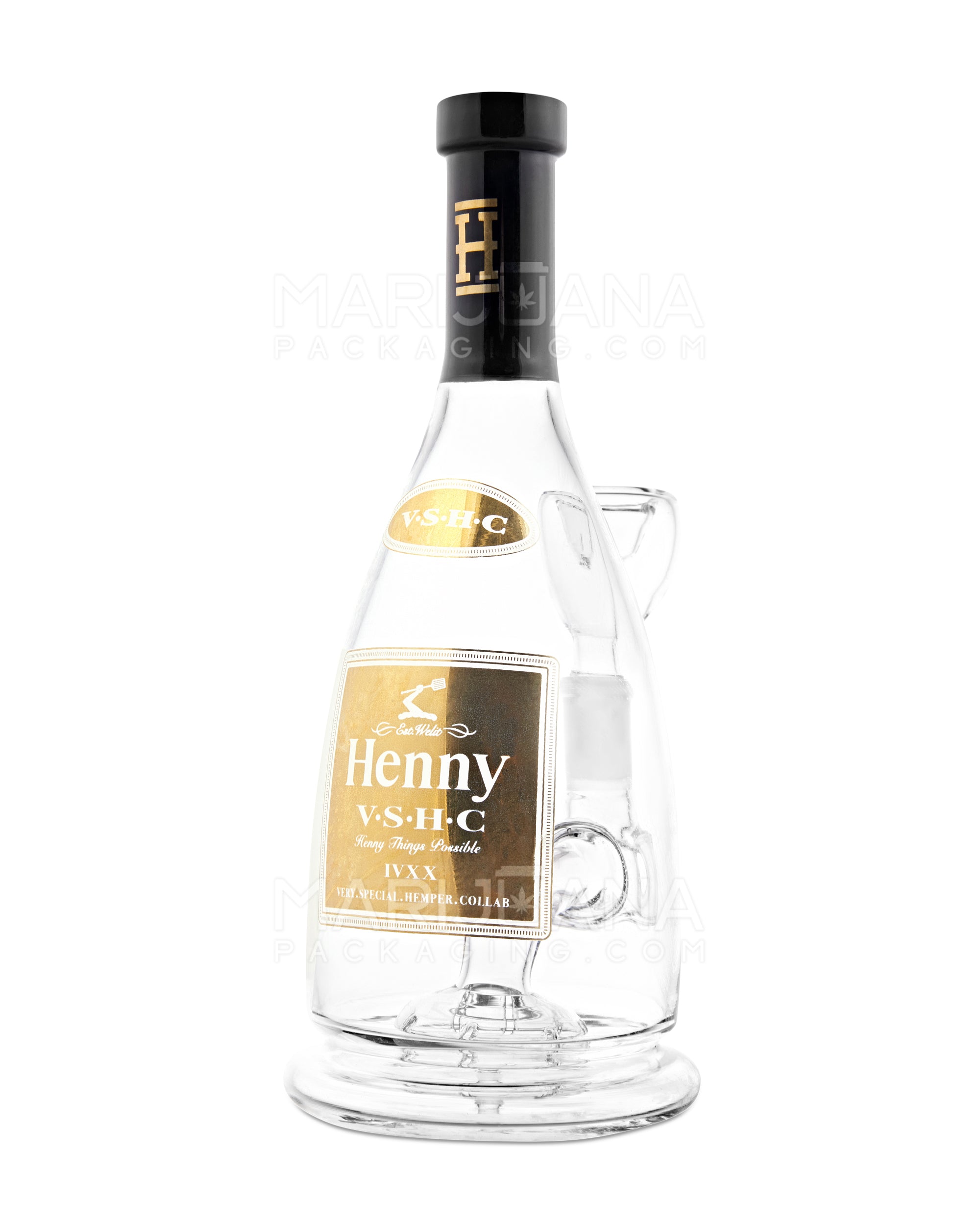 HEMPER | Henny Bottle V2 Mini Glass Water Pipe | 7in Tall - 14mm Bowl - Assorted