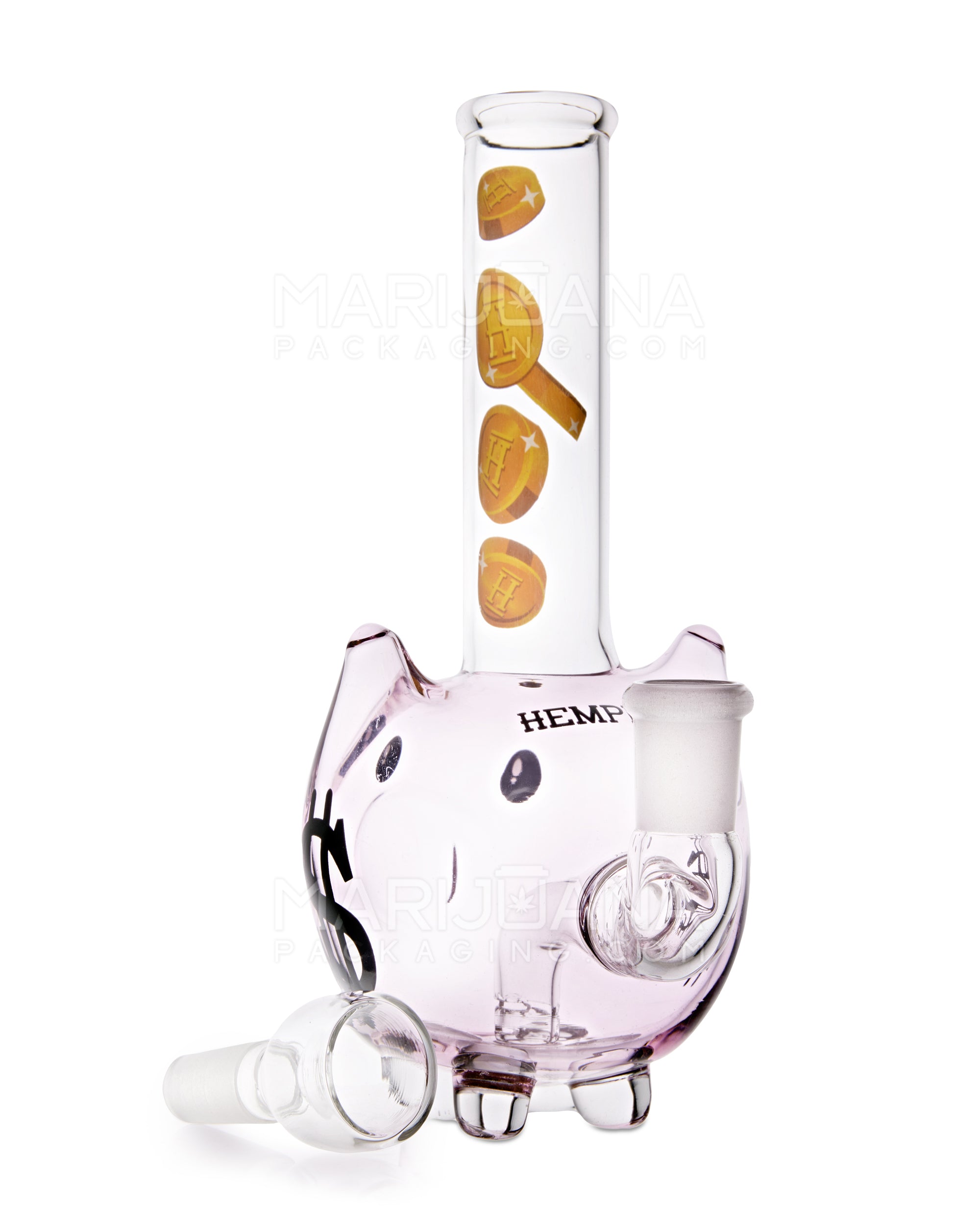 HEMPER | Piggy Bank Mini Glass Water Pipe | 7in Tall - 14mm Bowl - Assorted
