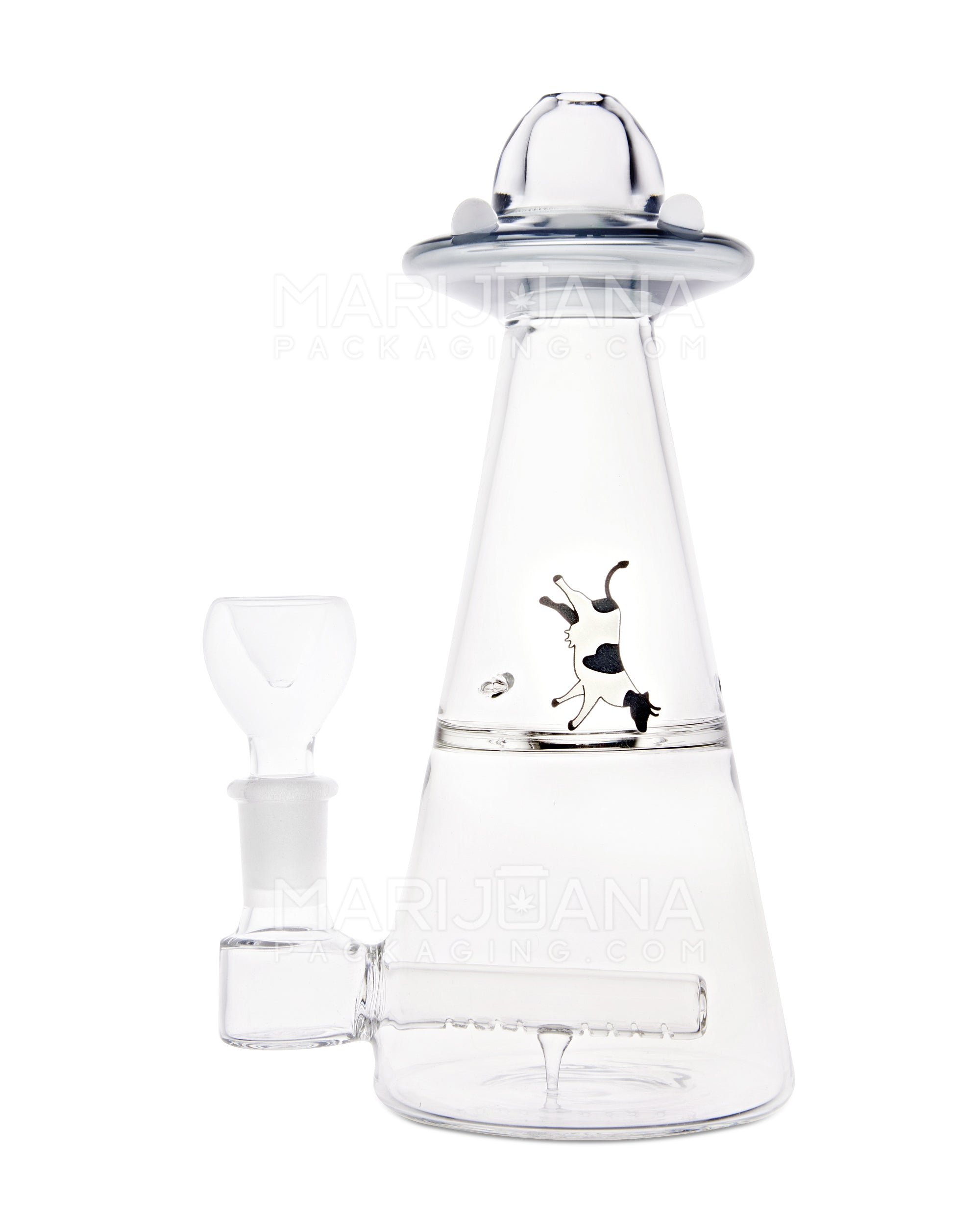 HEMPER | UFO Vortex Glass Water Pipe w/ Cow Decal | 7in Tall - 14mm Bowl - Assorted