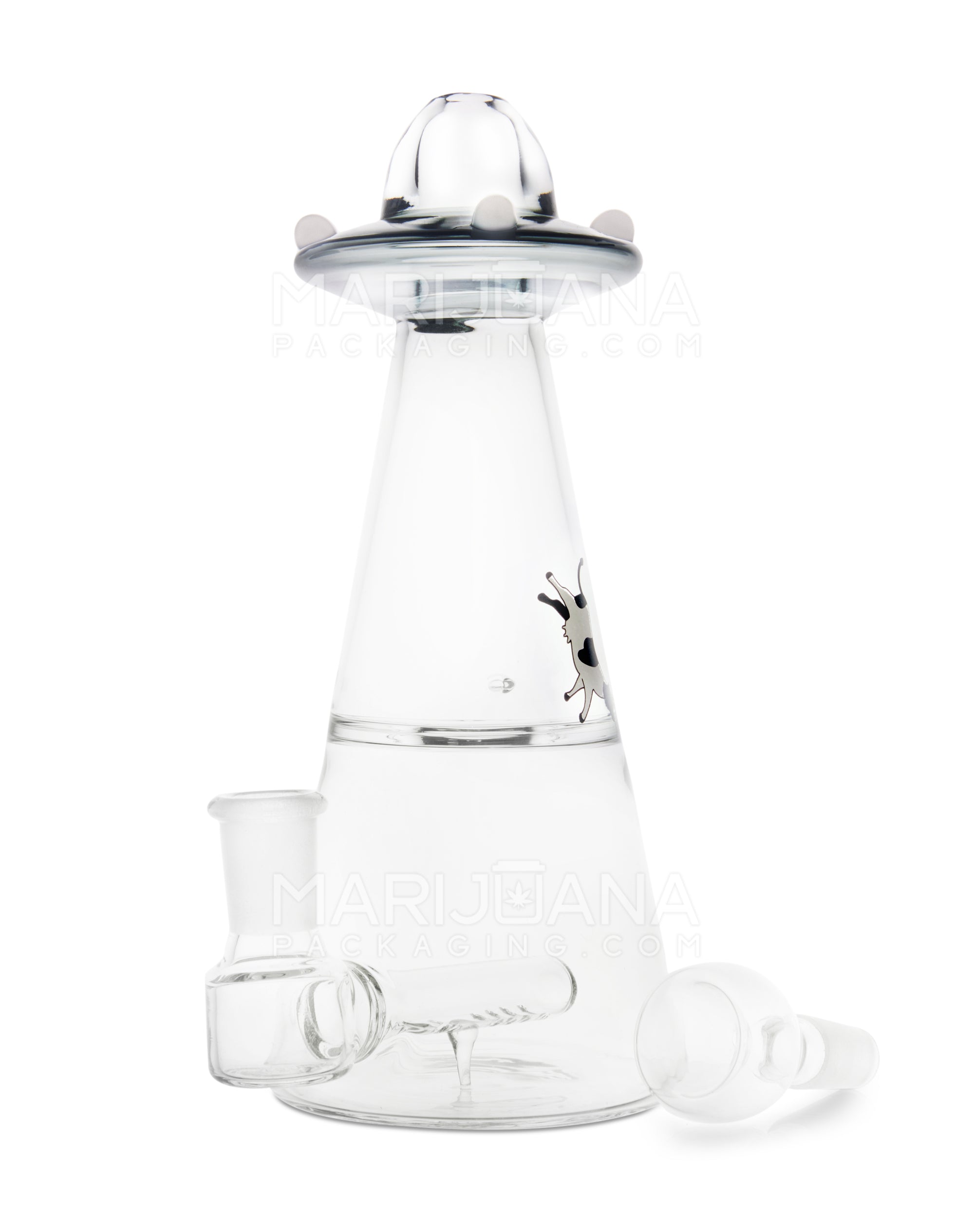 HEMPER | UFO Vortex Glass Water Pipe w/ Cow Decal | 7in Tall - 14mm Bowl - Assorted