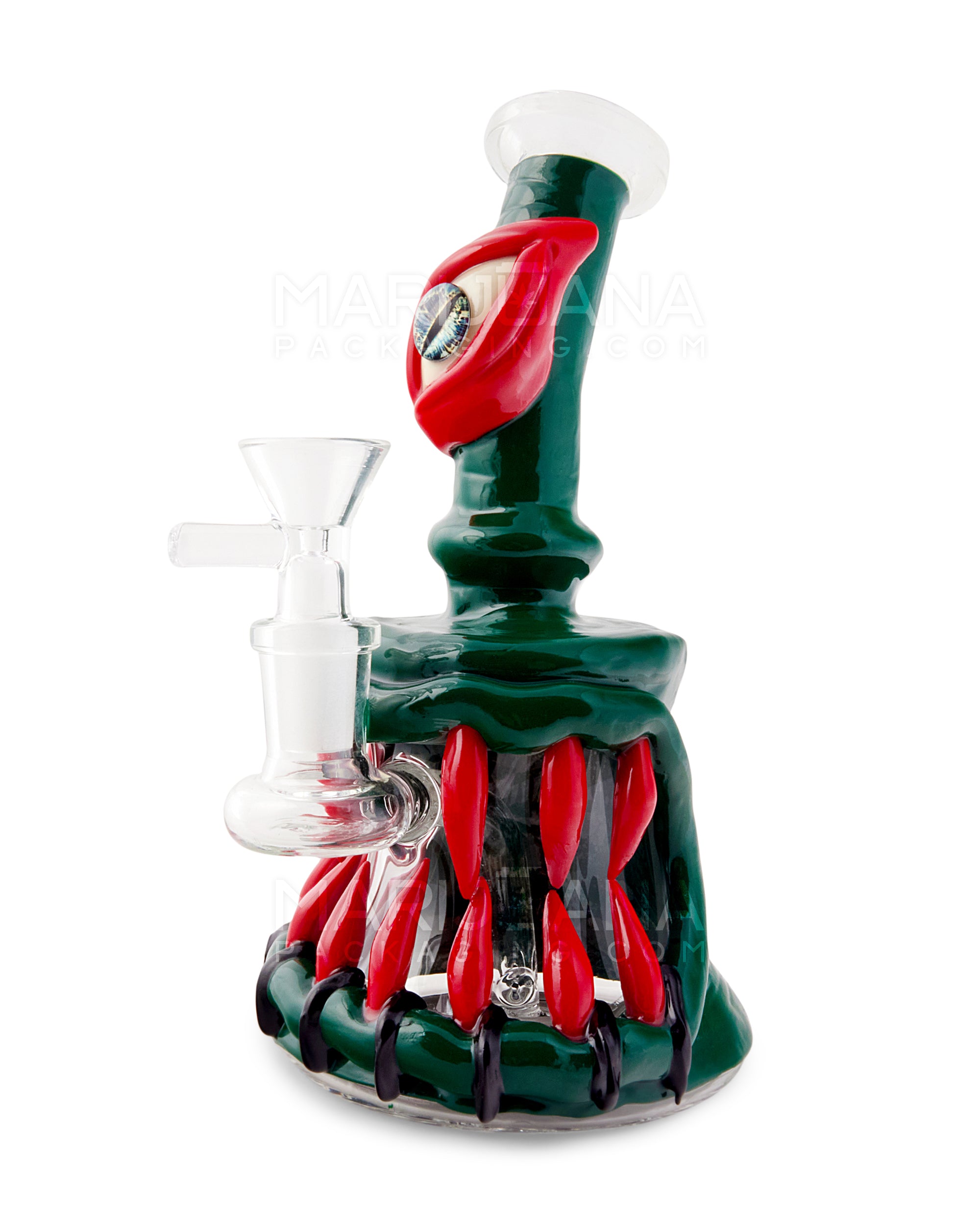 Monster Angled Cyclops Water Pipe | 7in Tall - 14mm Bowl - Green
