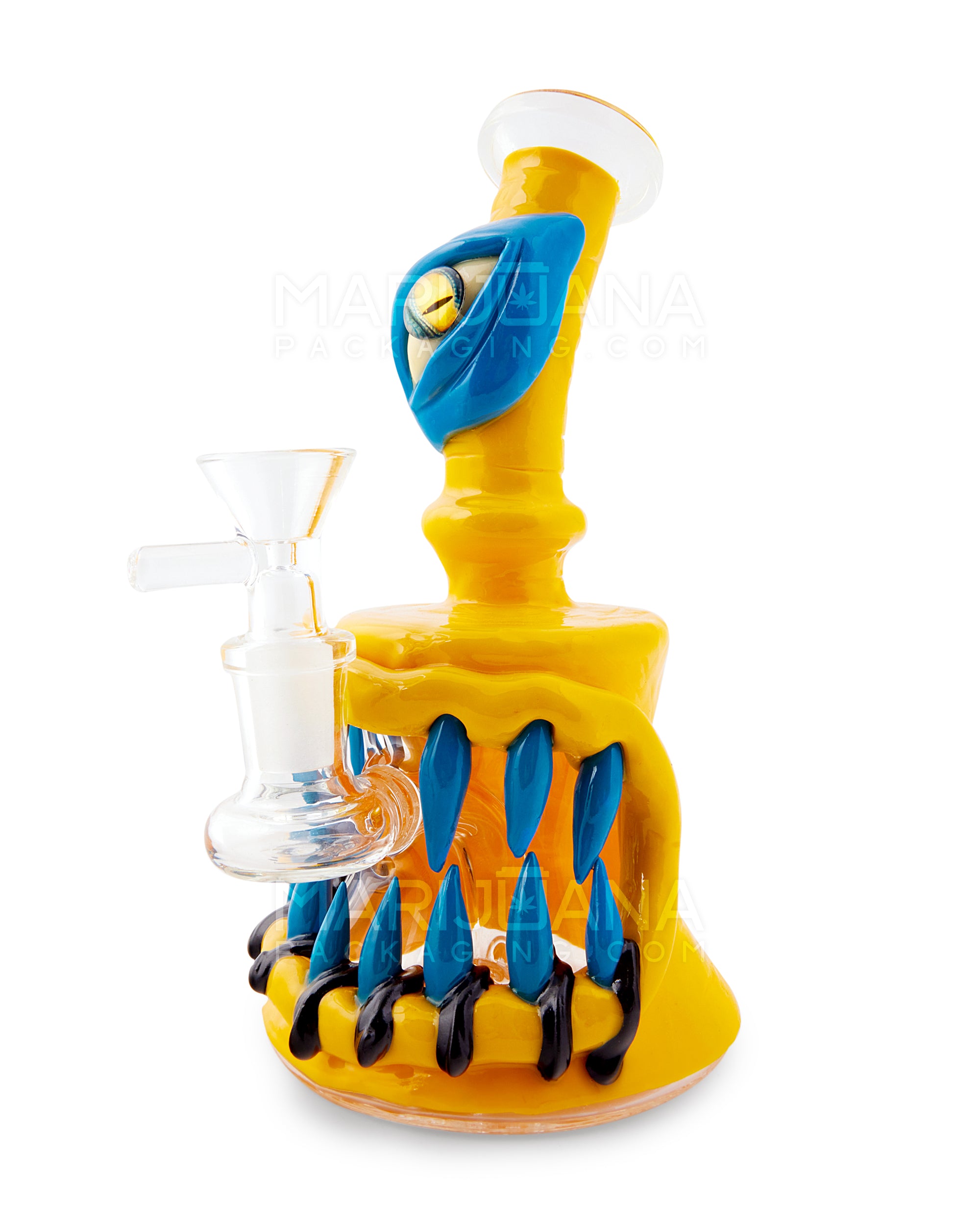 Monster Angled Cyclops Water Pipe | 7in Tall - 14mm Bowl - Yellow